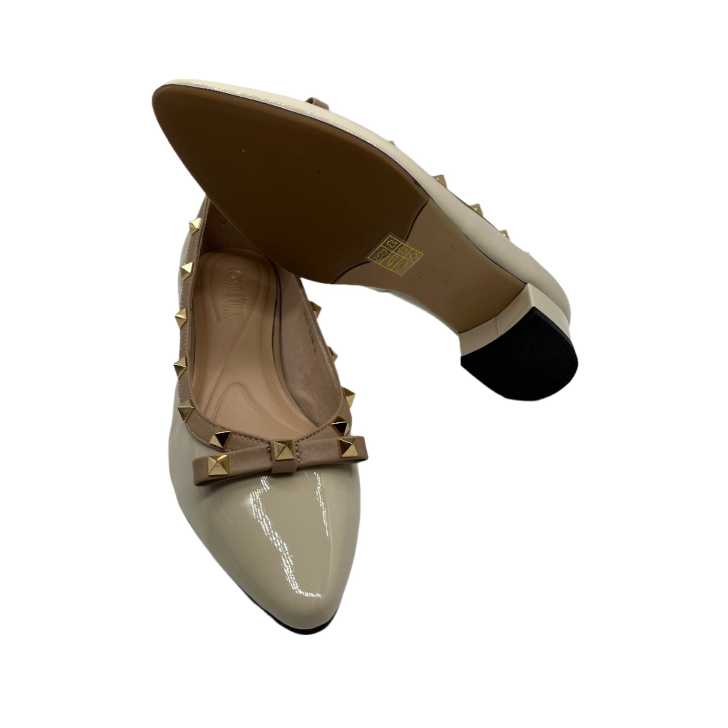 Loretta Vitale C9303 Beige 2 Tone Slip On Shoes with Studs