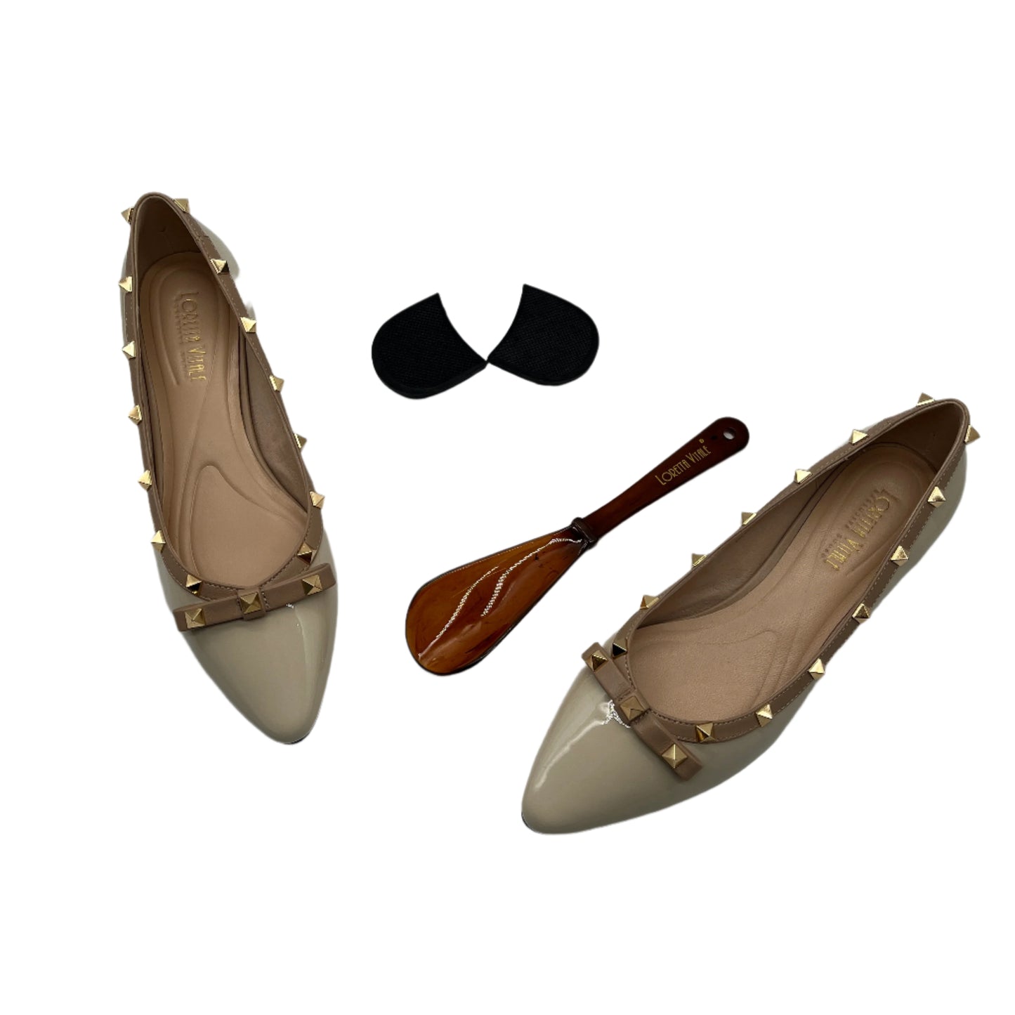 Loretta Vitale C9303 Beige 2 Tone Slip On Shoes with Studs