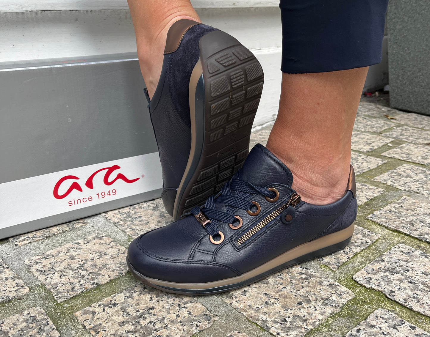Ara 12-44587 29 Osaka Highsoft H Fit Navy & Brown Sneakers