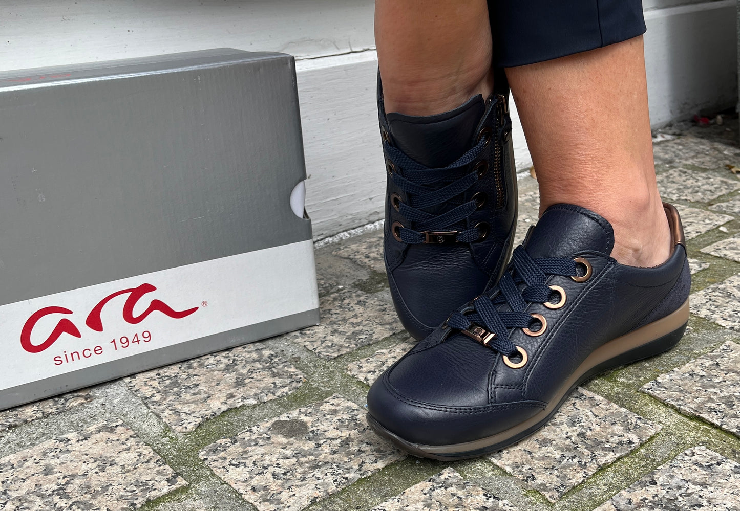 Ara 12-44587 29 Osaka Highsoft H Fit Navy & Brown Sneakers