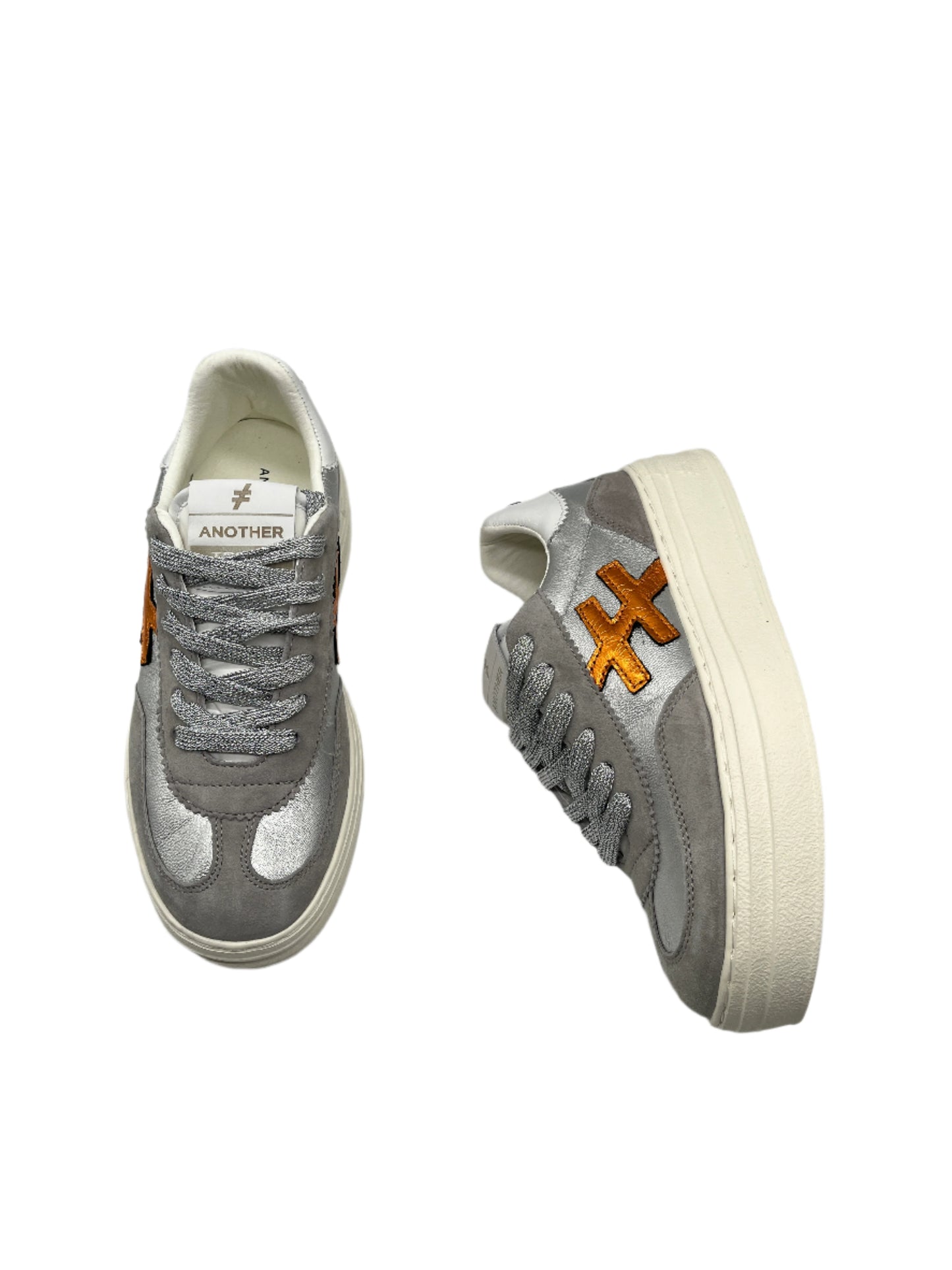 Another Trend A035M338 Tortola Grey Silver Combi Thick Sole Trainers
