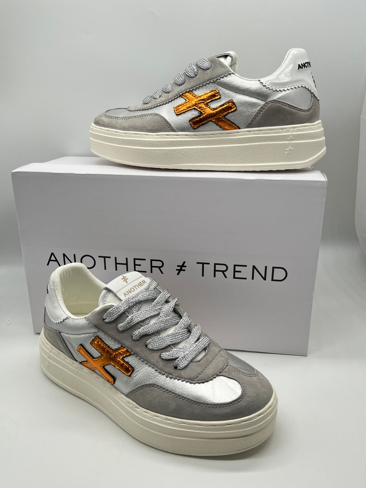 Another Trend A035M338 Tortola Grey Silver Combi Thick Sole Trainers
