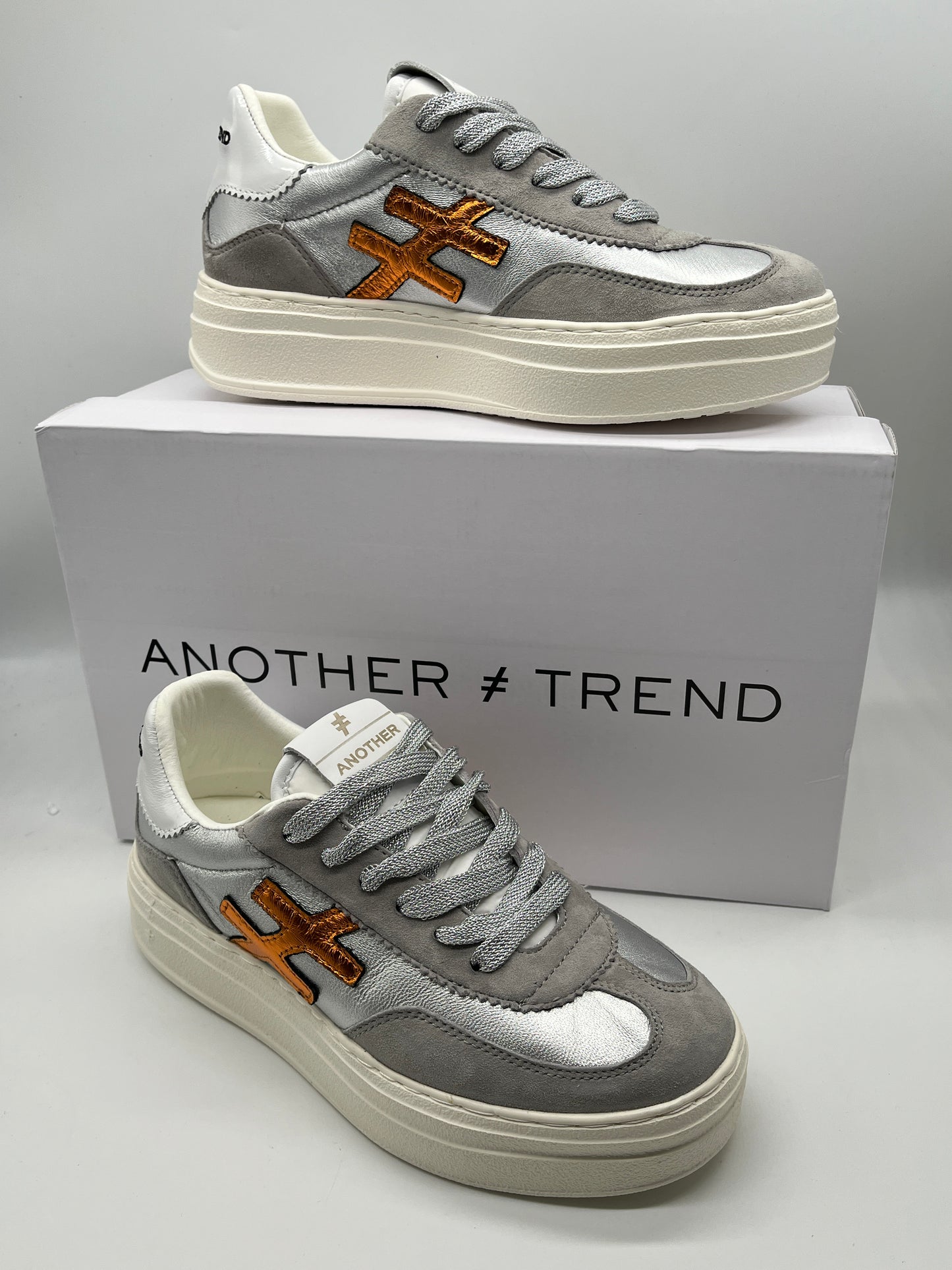 Another Trend A035M338 Tortola Grey Silver Combi Thick Sole Trainers