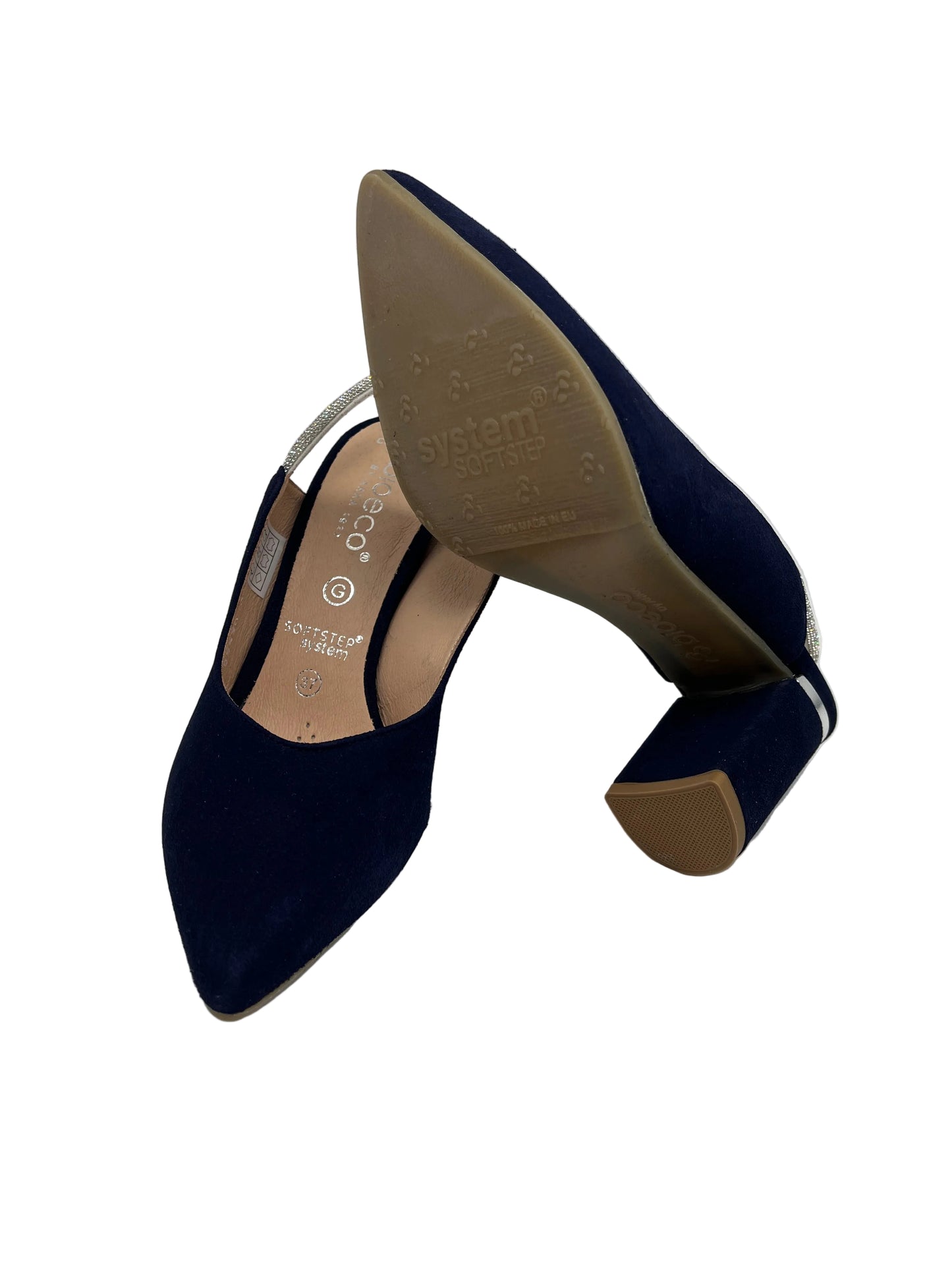Bioeco by Arka 4186 1217+1661 Navy Suede & Diamonte Strap Heels