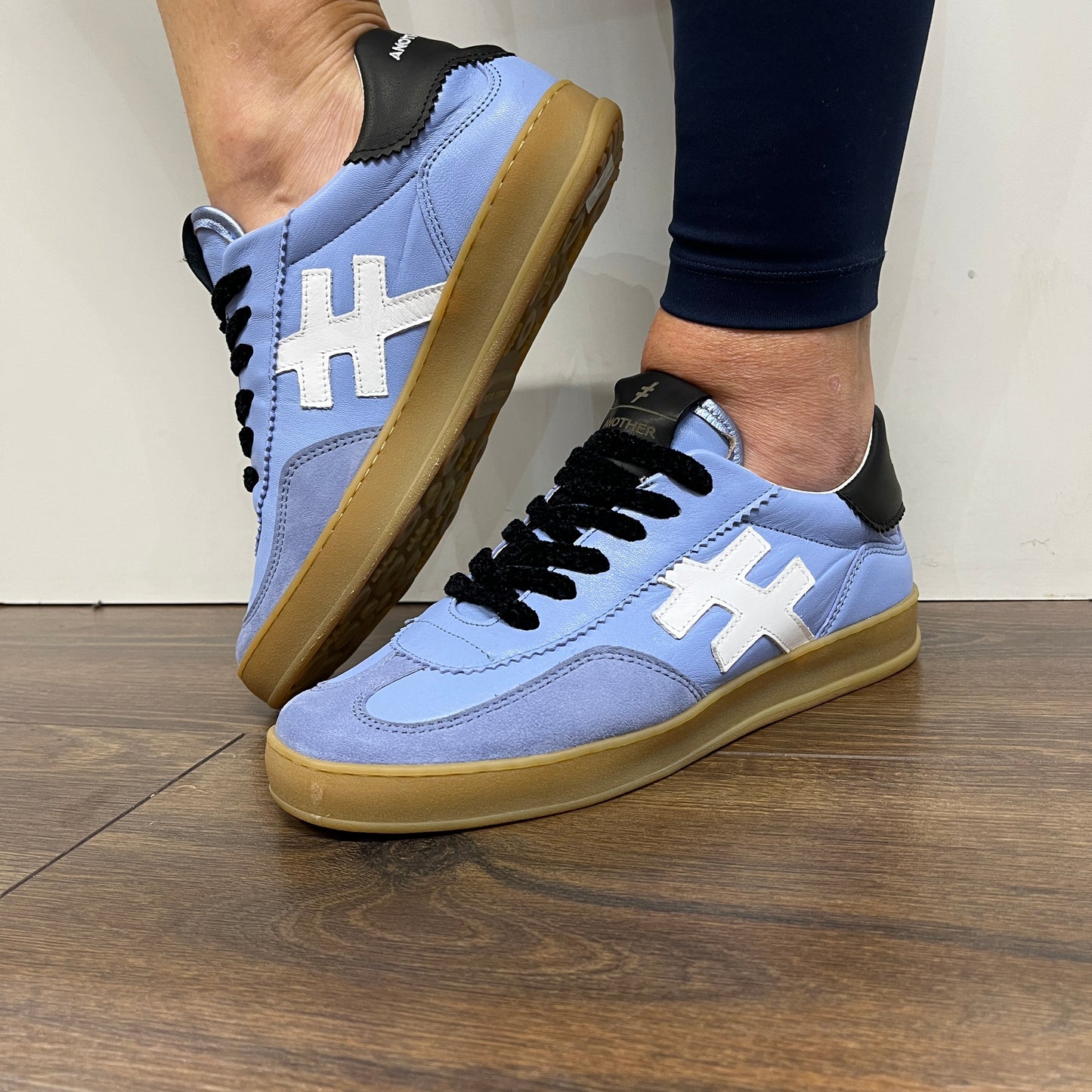 Another Trend A032V411 Blue Trainers with White Logo & Black Heel