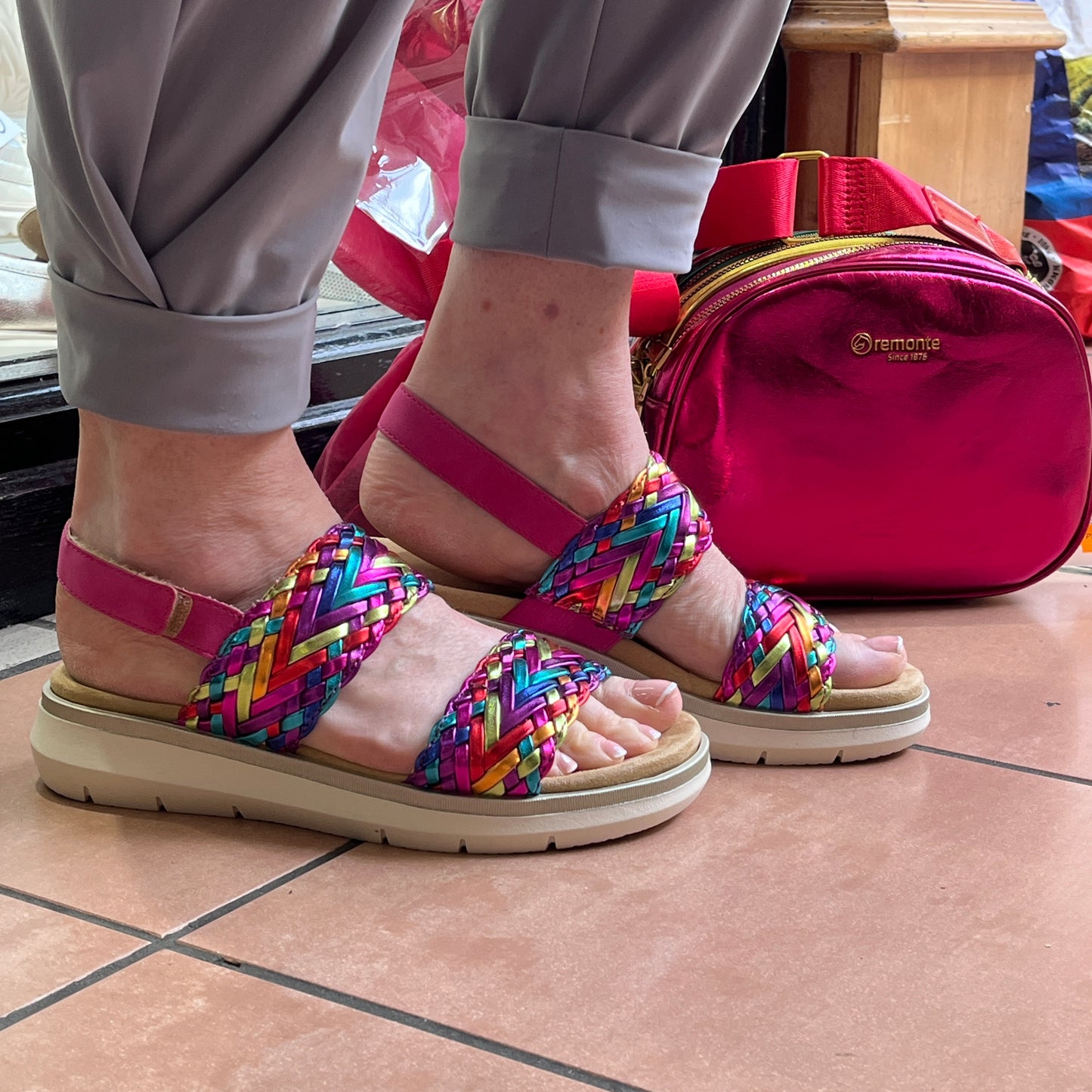 Remonte D2K52-90 Rainbow Multi Sandals with Slingback Strap