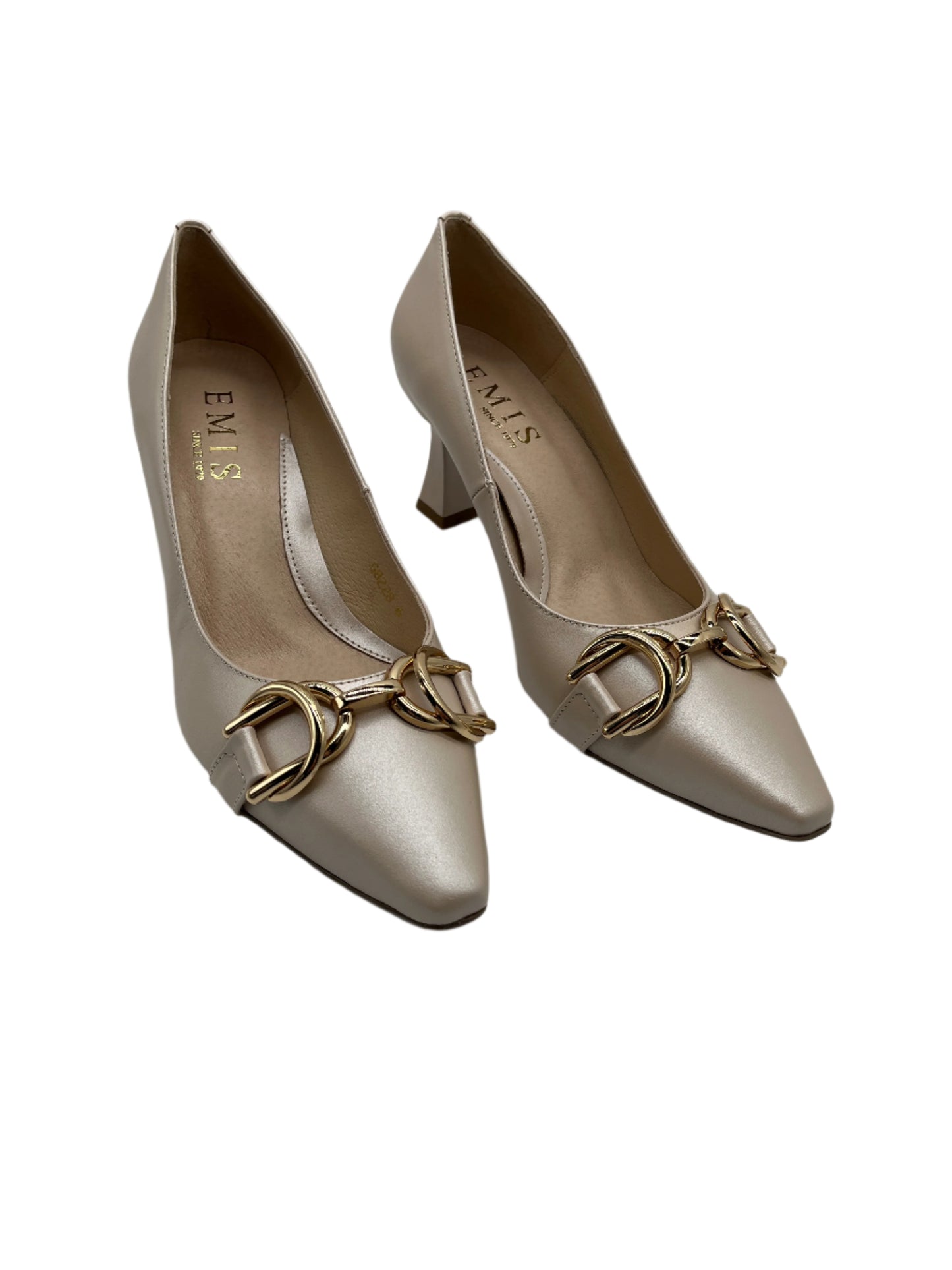 Emis S8228/F522 Beige 552 Heels with Gold Bar