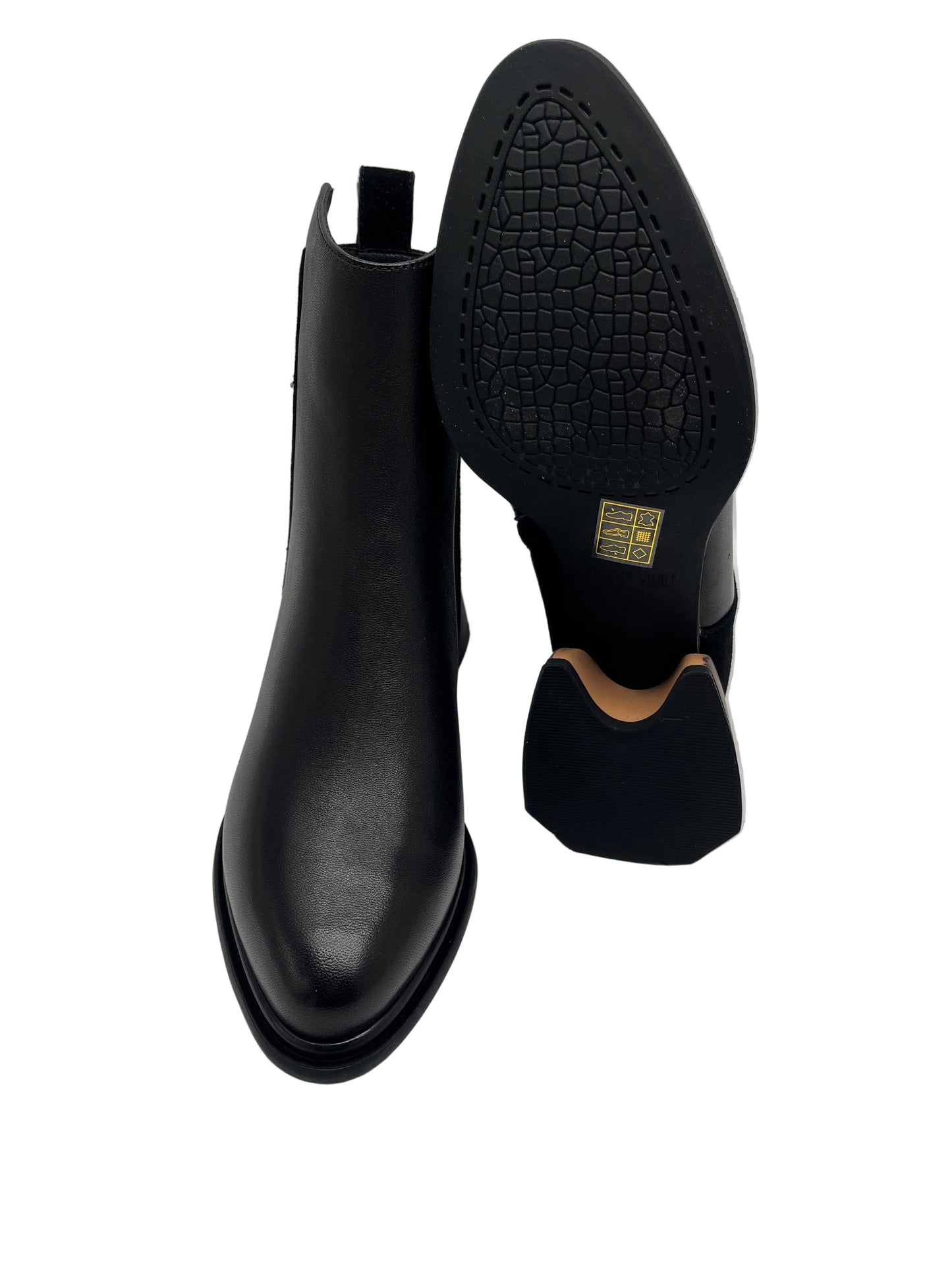 Loretta Vitale C4605 Black Leather & Suede Leopard Print Heel Ankle Boots