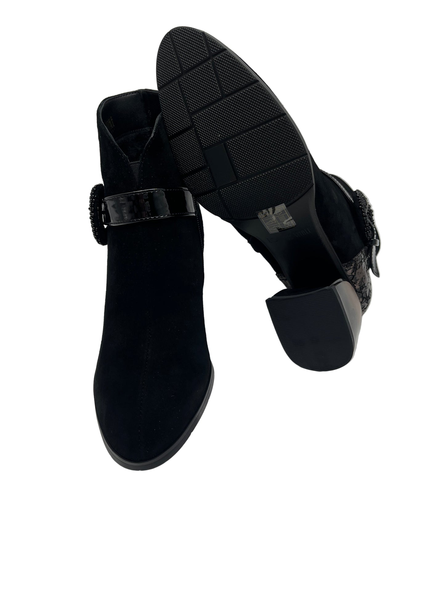 Loretta Vitale C3849A Black Suede Ankle Boots with Ombre Heel