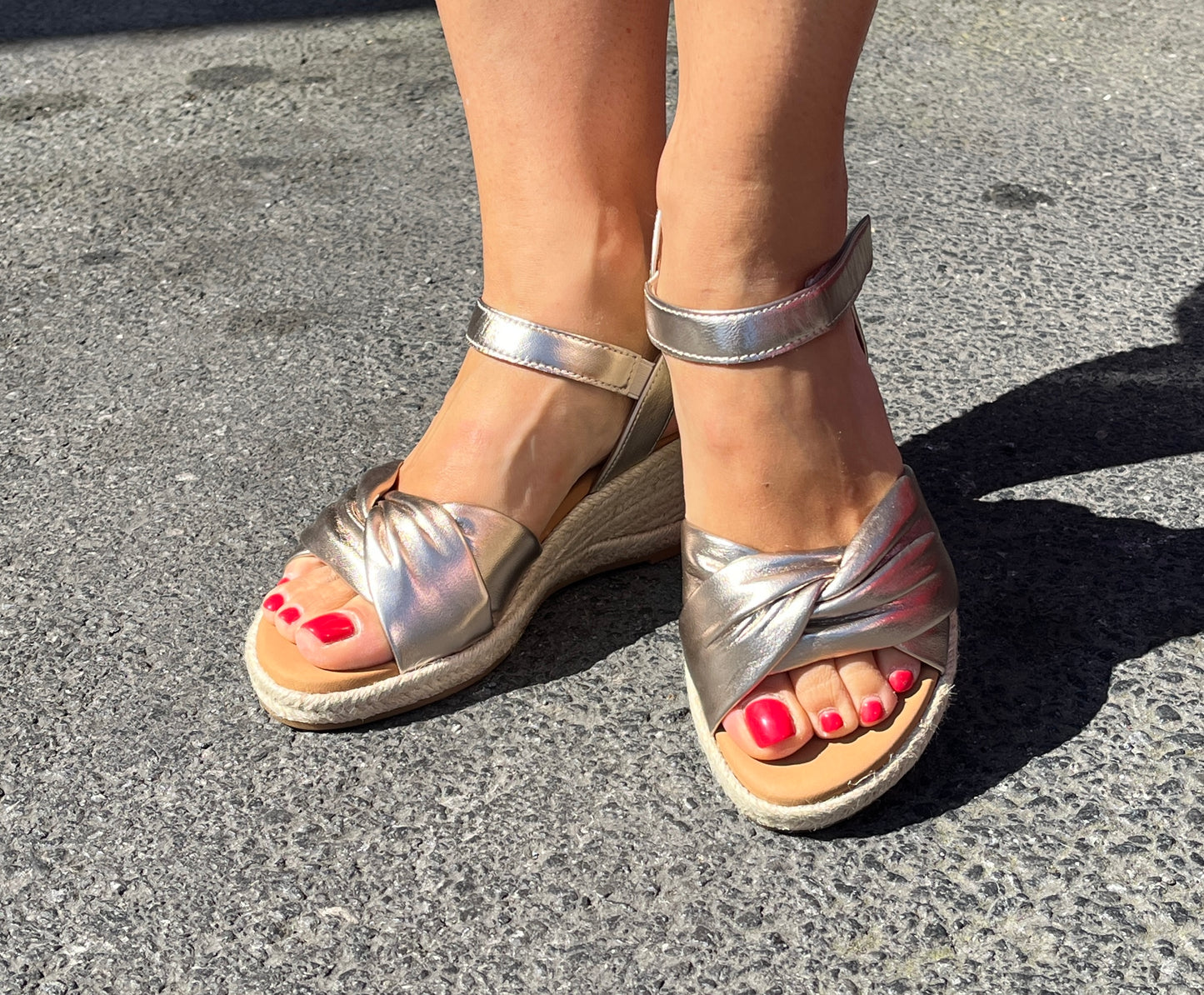 Gabor Comfort 62.712.82 G Fit Gold Wedge Sandals with Slingback Strap