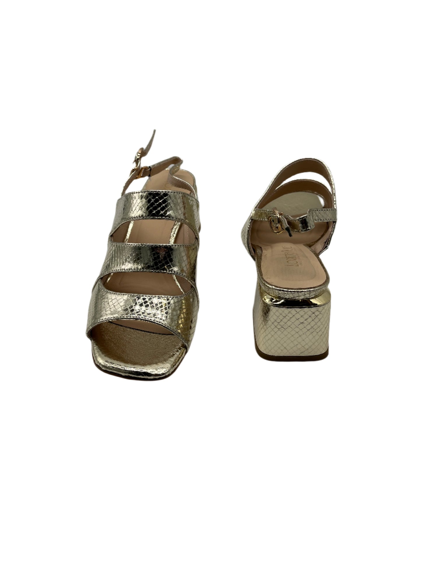 Loretta Vitale C3829 Gold Block Heel Slingback Sandals