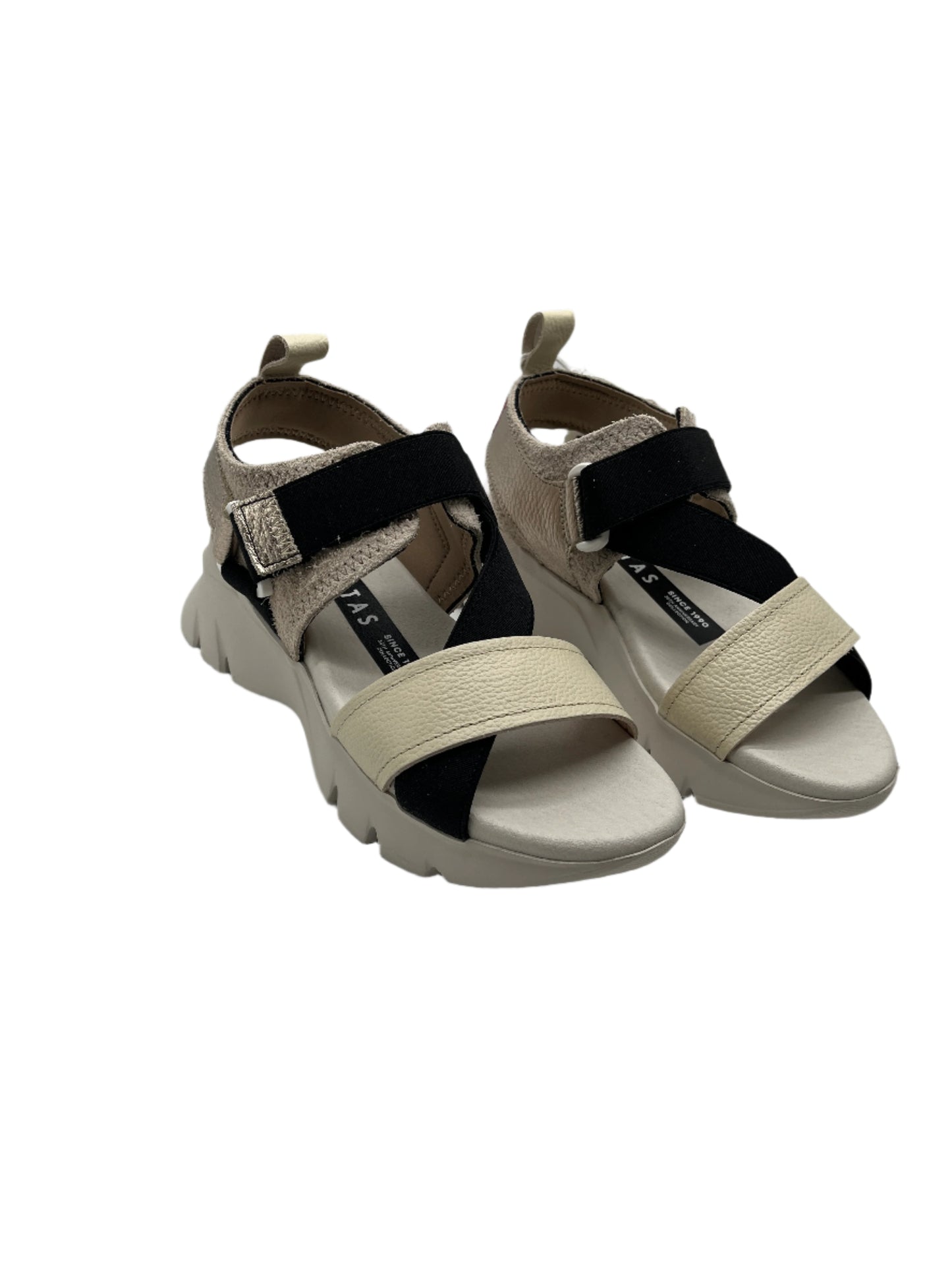 Hispanitas HV254007 Black, Cream Latte & Gold Combi Velcro Sandals