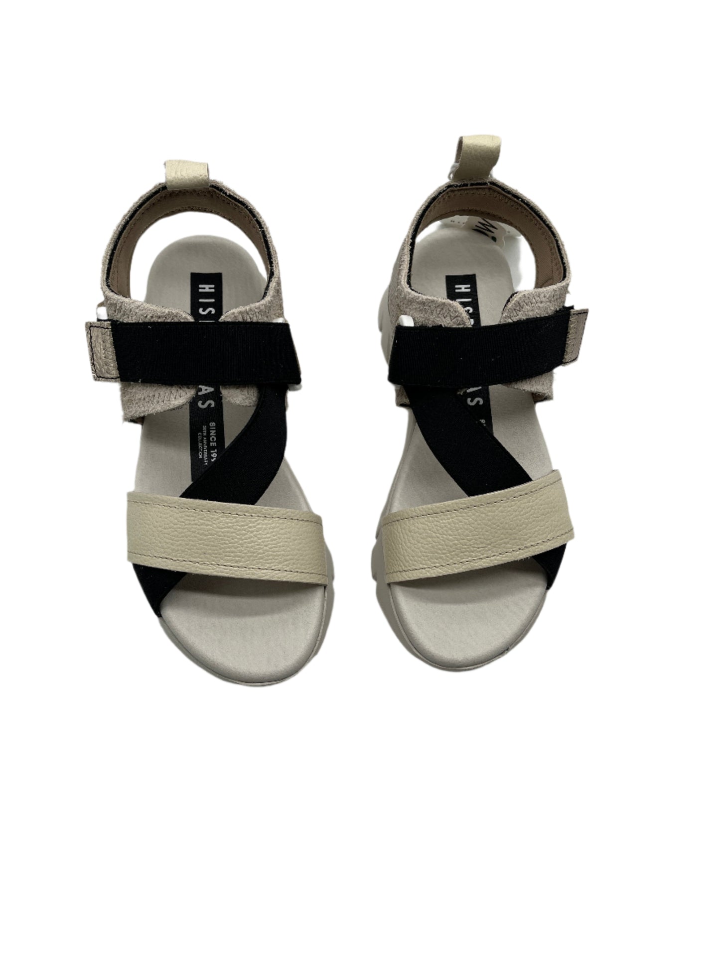 Hispanitas HV254007 Black, Cream Latte & Gold Combi Velcro Sandals