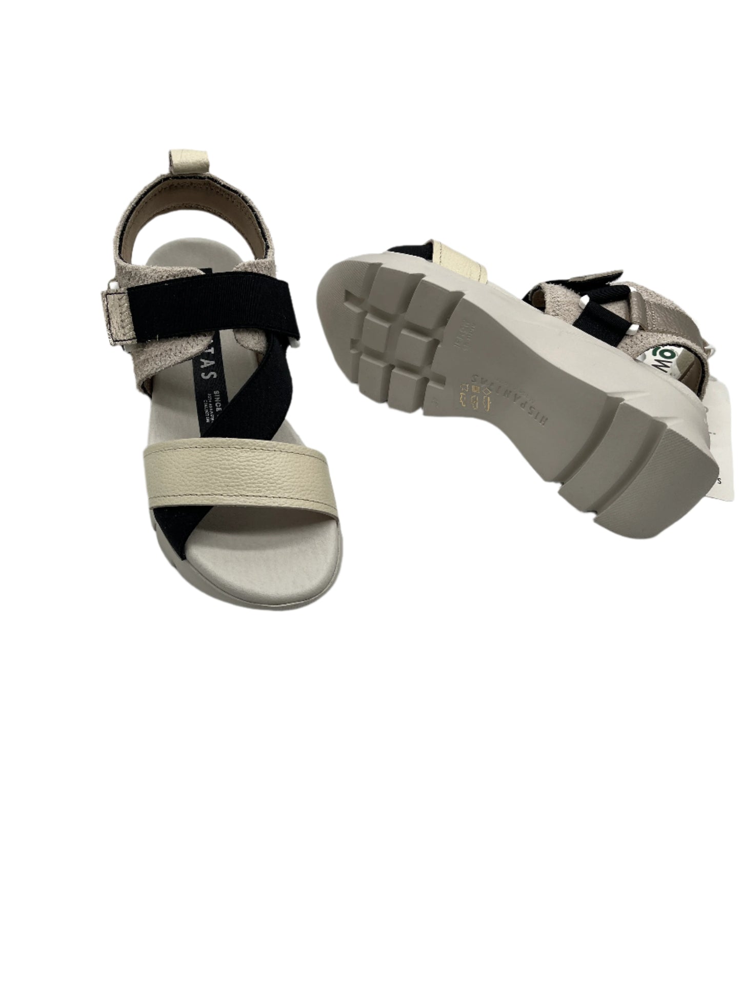 Hispanitas HV254007 Black, Cream Latte & Gold Combi Velcro Sandals