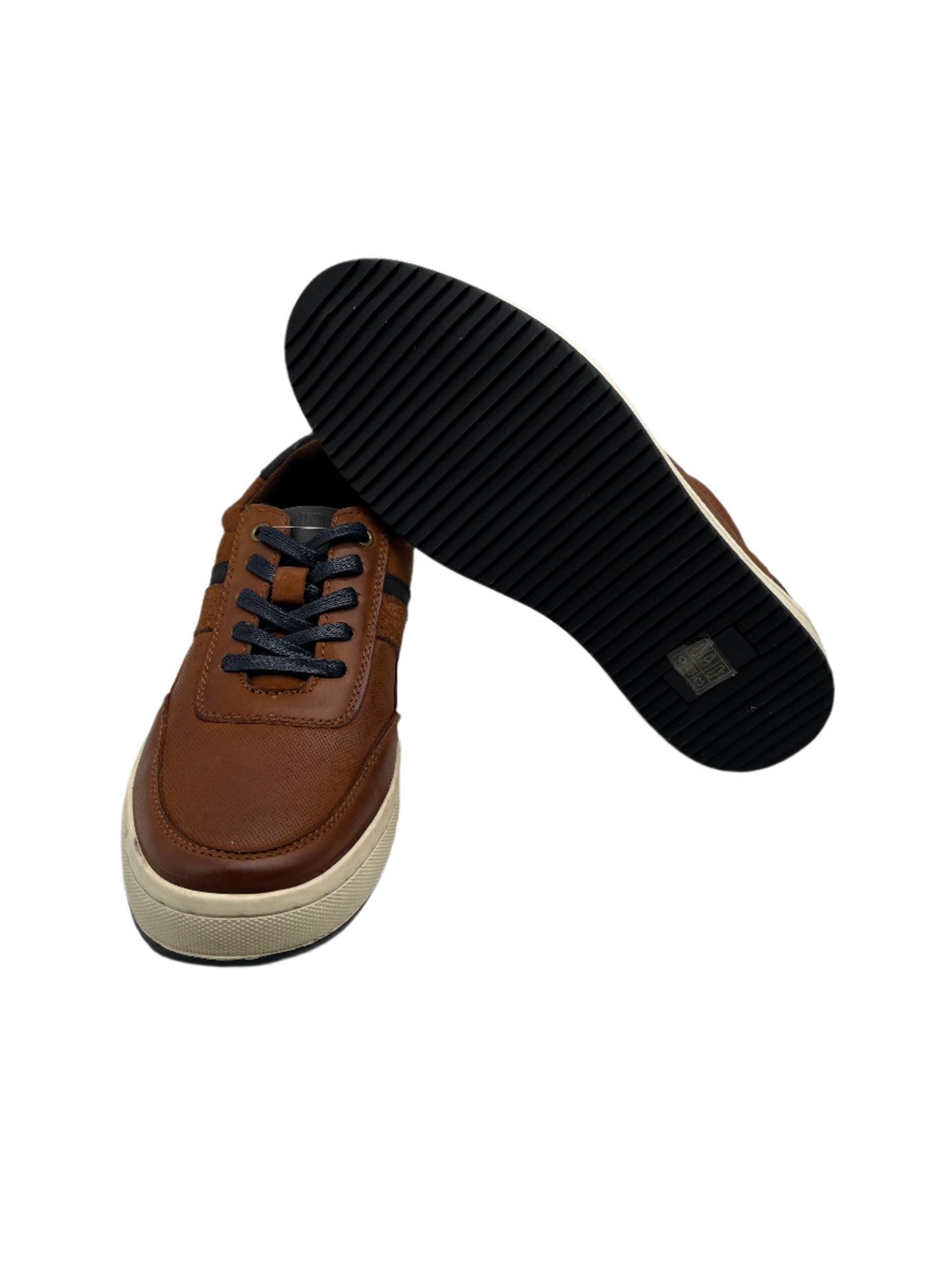 Ninety 78 NTY051 Tan Brown Nubuck Lace Shoes with Navy Heel
