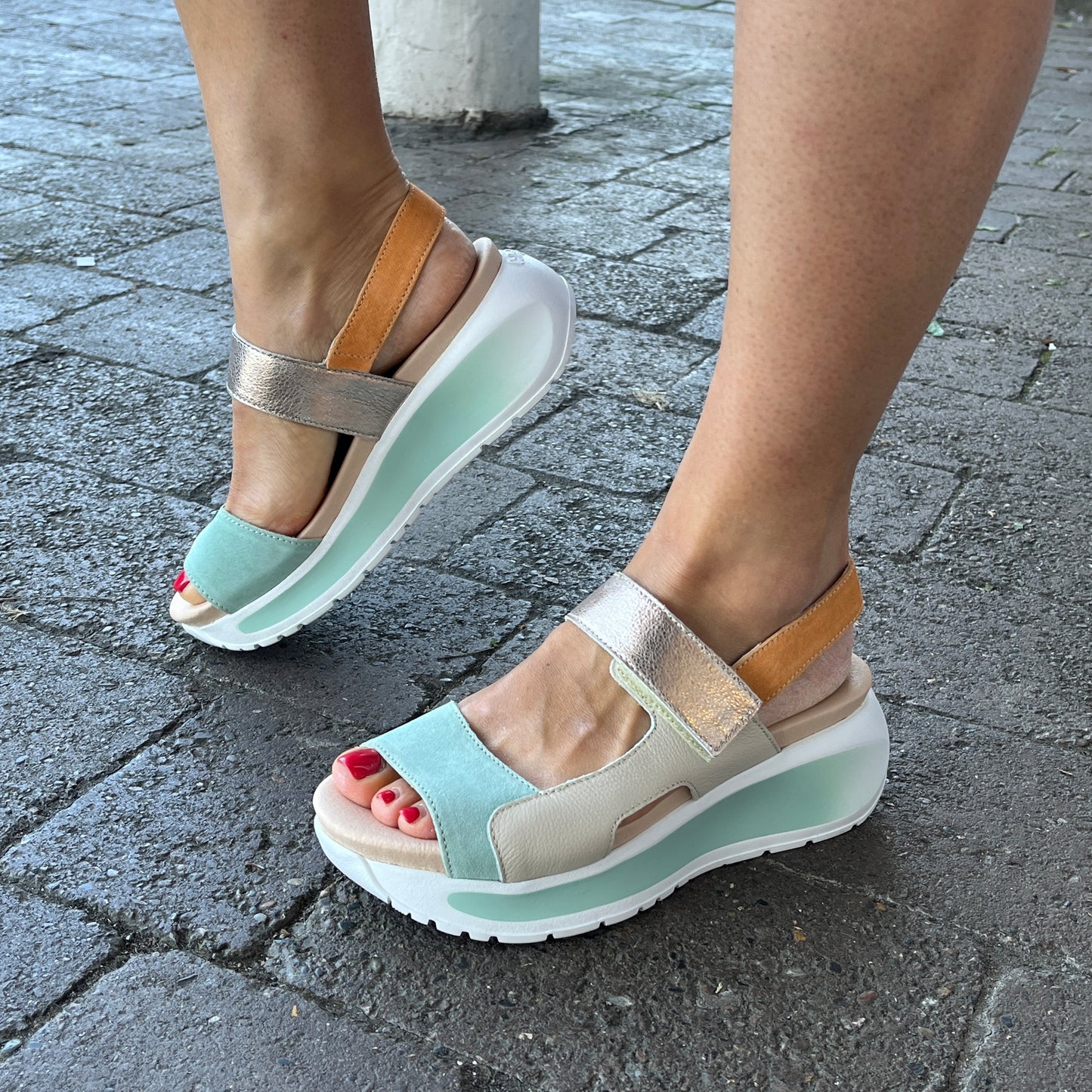 Callaghan 35200 Mint Multi Velcro Sandals with Slingback Strap