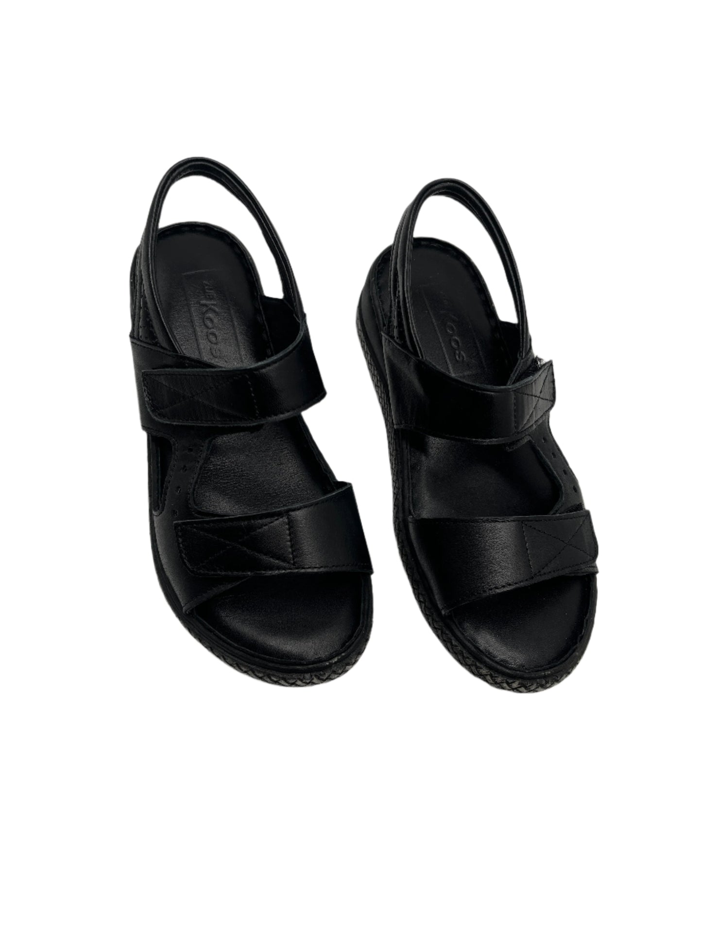 ZueKoos 200 Siyah Capri Black Velcro Sandals with Slingback Strap