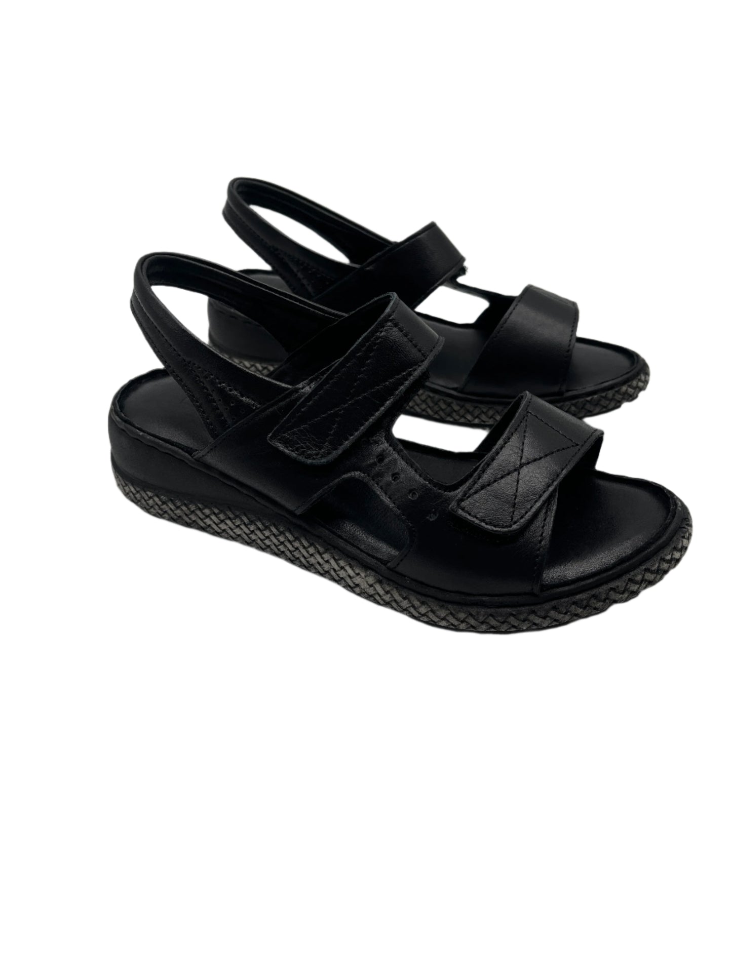 ZueKoos 200 Siyah Capri Black Velcro Sandals with Slingback Strap