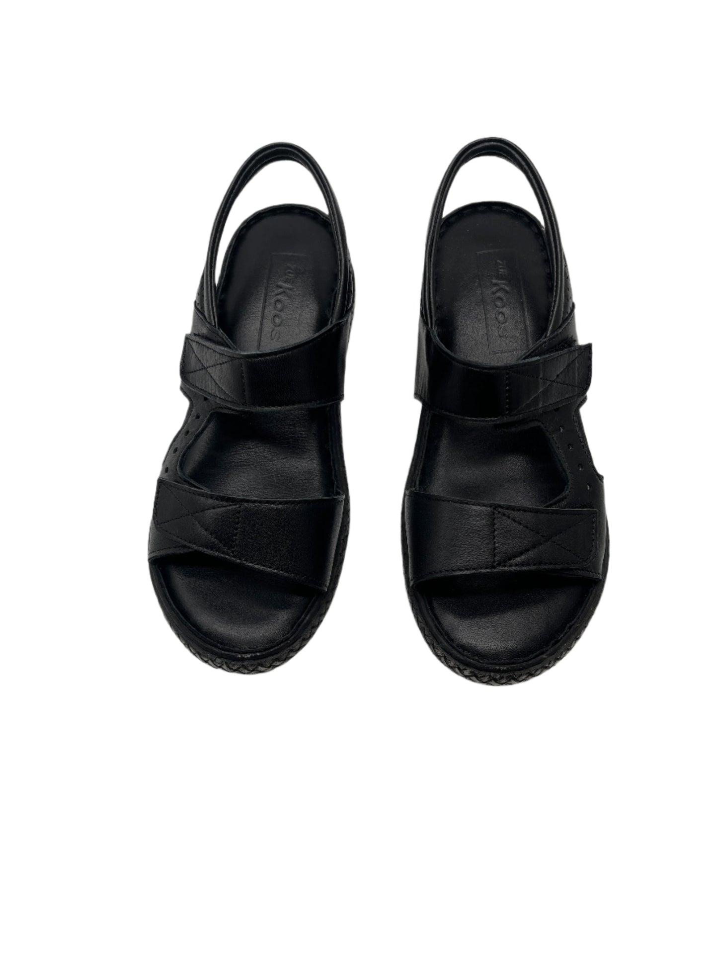 ZueKoos 200 Siyah Capri Black Velcro Sandals with Slingback Strap