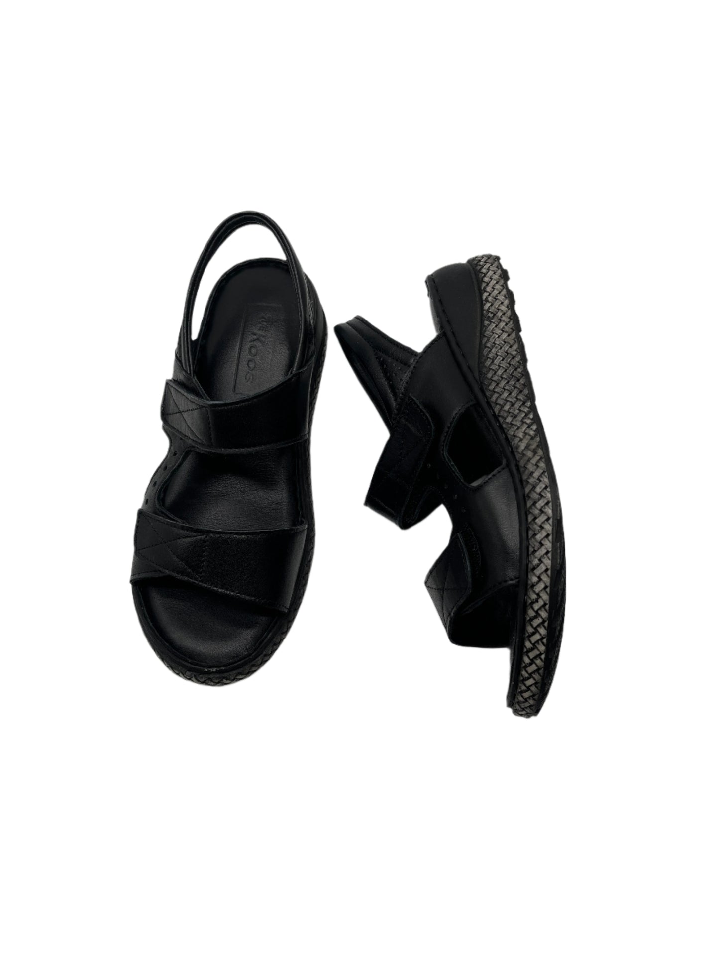 ZueKoos 200 Siyah Capri Black Velcro Sandals with Slingback Strap