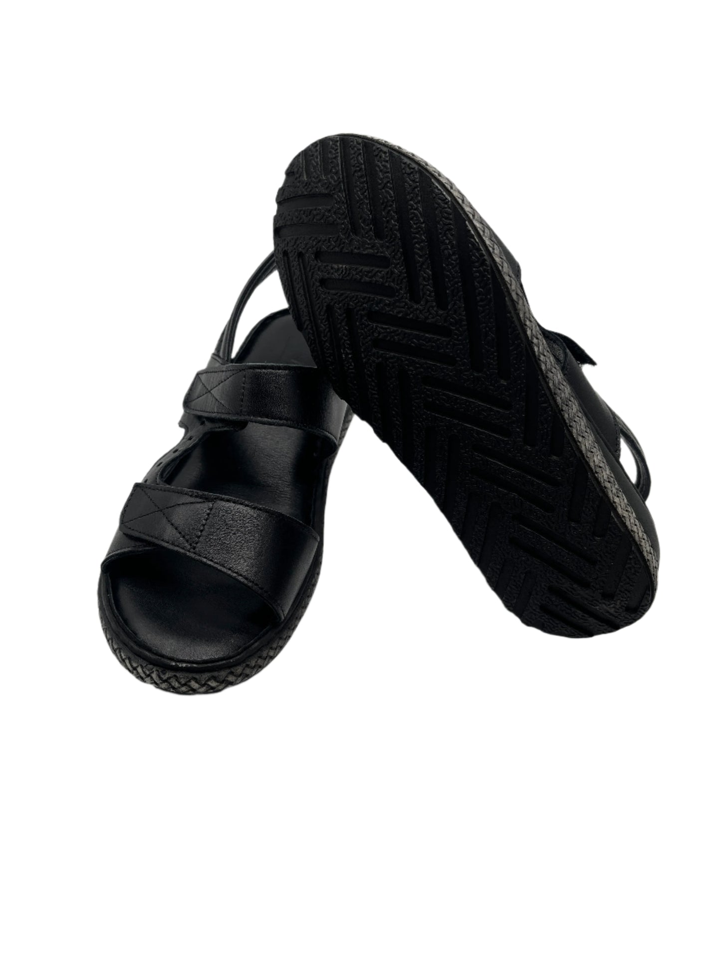 ZueKoos 200 Siyah Capri Black Velcro Sandals with Slingback Strap
