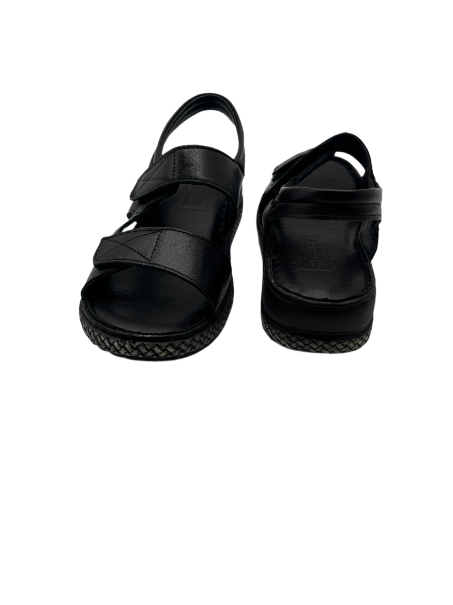 ZueKoos 200 Siyah Capri Black Velcro Sandals with Slingback Strap