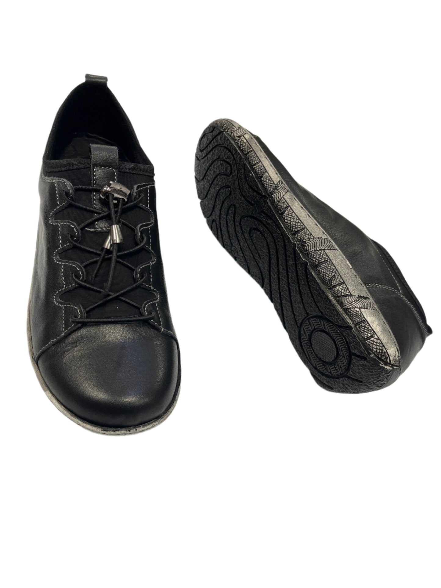 The Shoe Parlour by Phelan's Shoes 858-50 Black Elastic Lace Slip On Shoes with Grey Sides