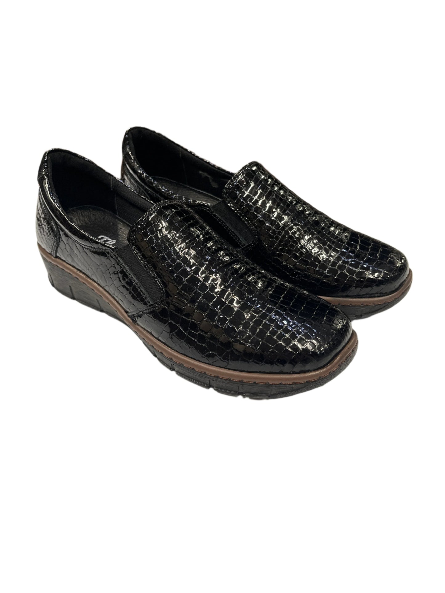 The Shoe Parlour by Phelan's Shoes 314-22 Black Patent Croc Slip On Shoes