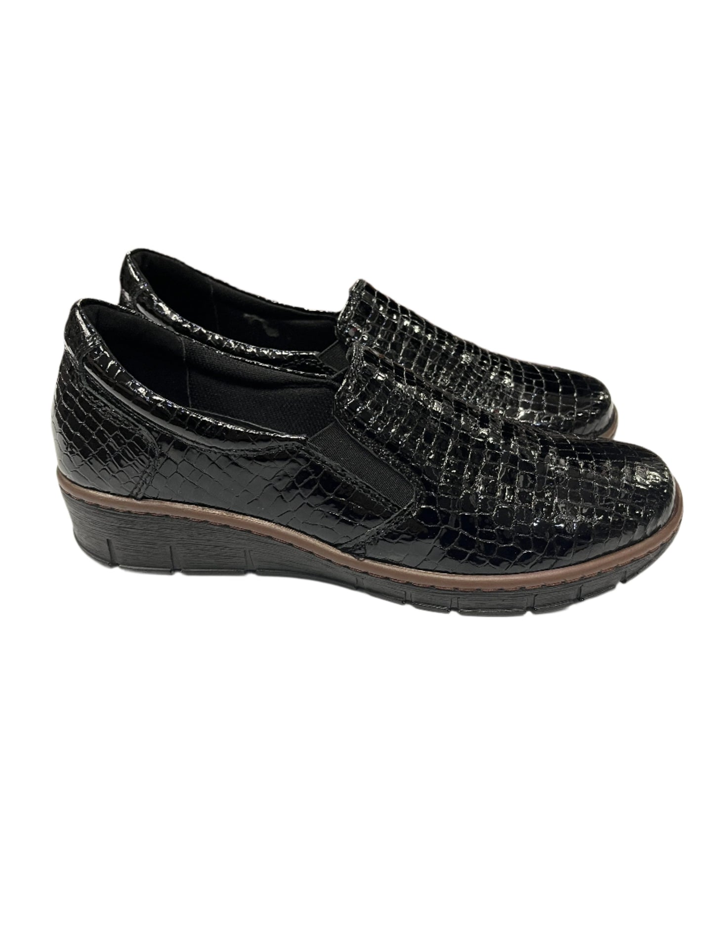 The Shoe Parlour by Phelan's Shoes 314-22 Black Patent Croc Slip On Shoes