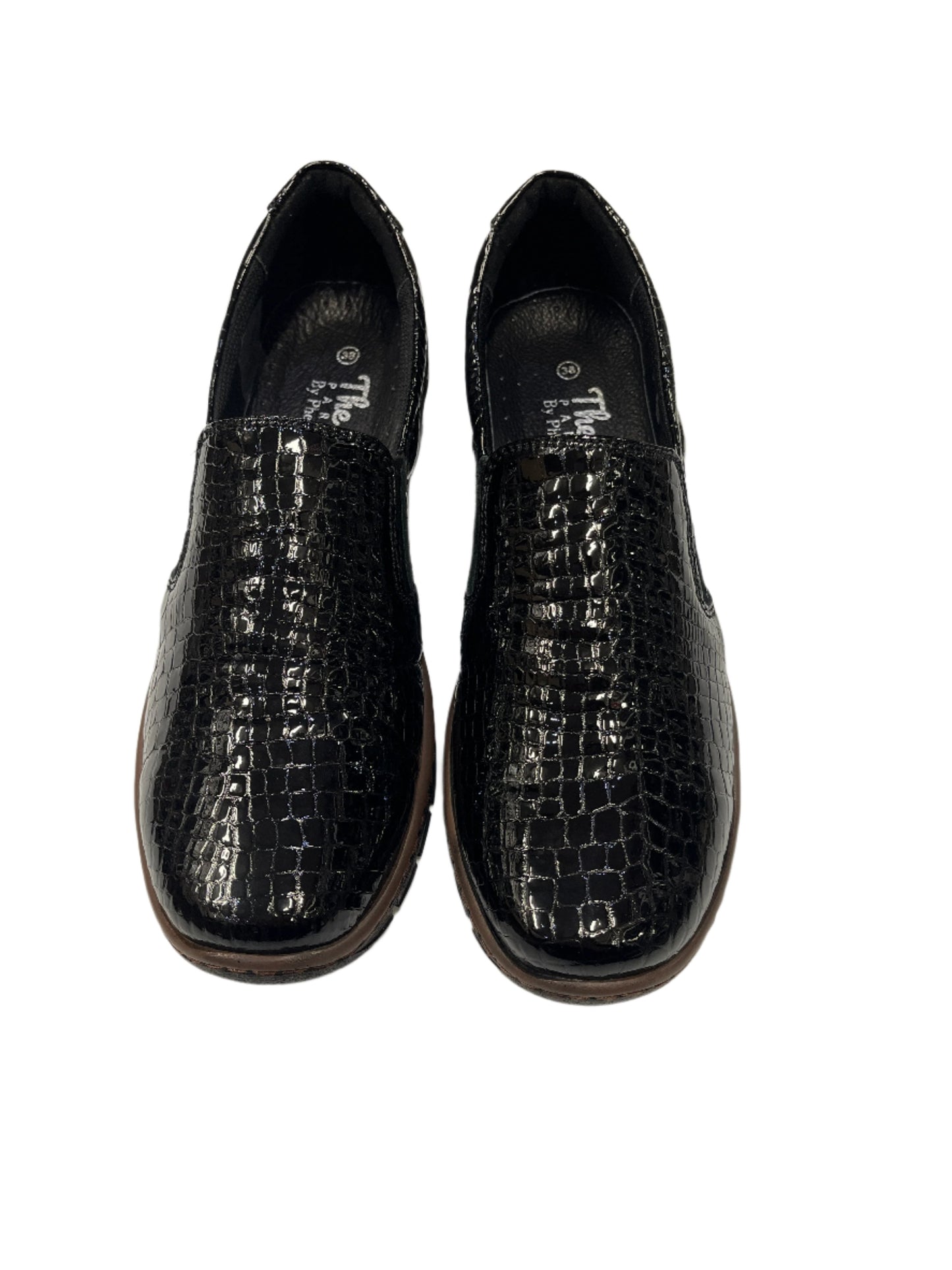 The Shoe Parlour by Phelan's Shoes 314-22 Black Patent Croc Slip On Shoes