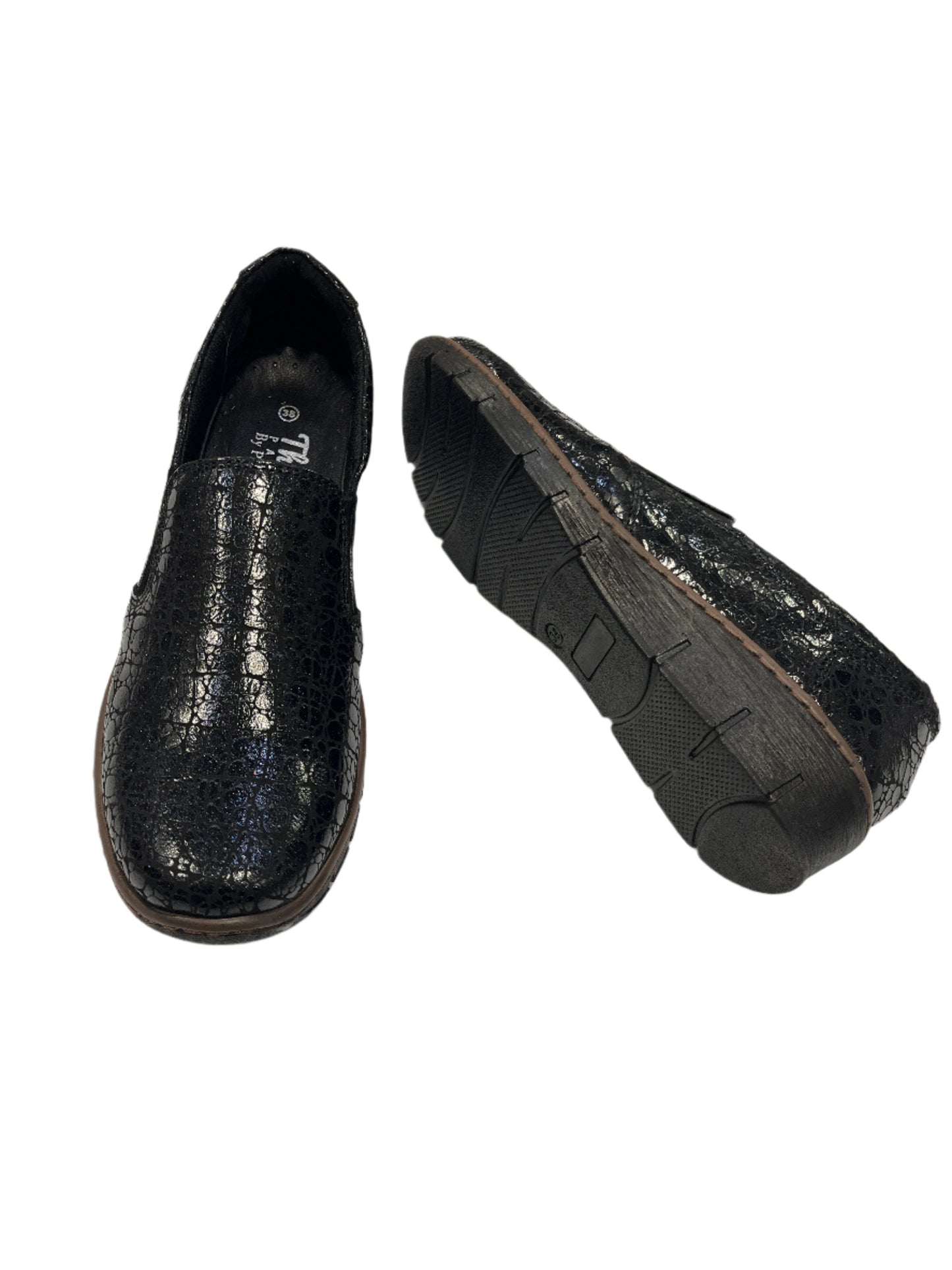 The Shoe Parlour by Phelan's Shoes 314-22 Navy Croc Shimmer Slip On Shoes