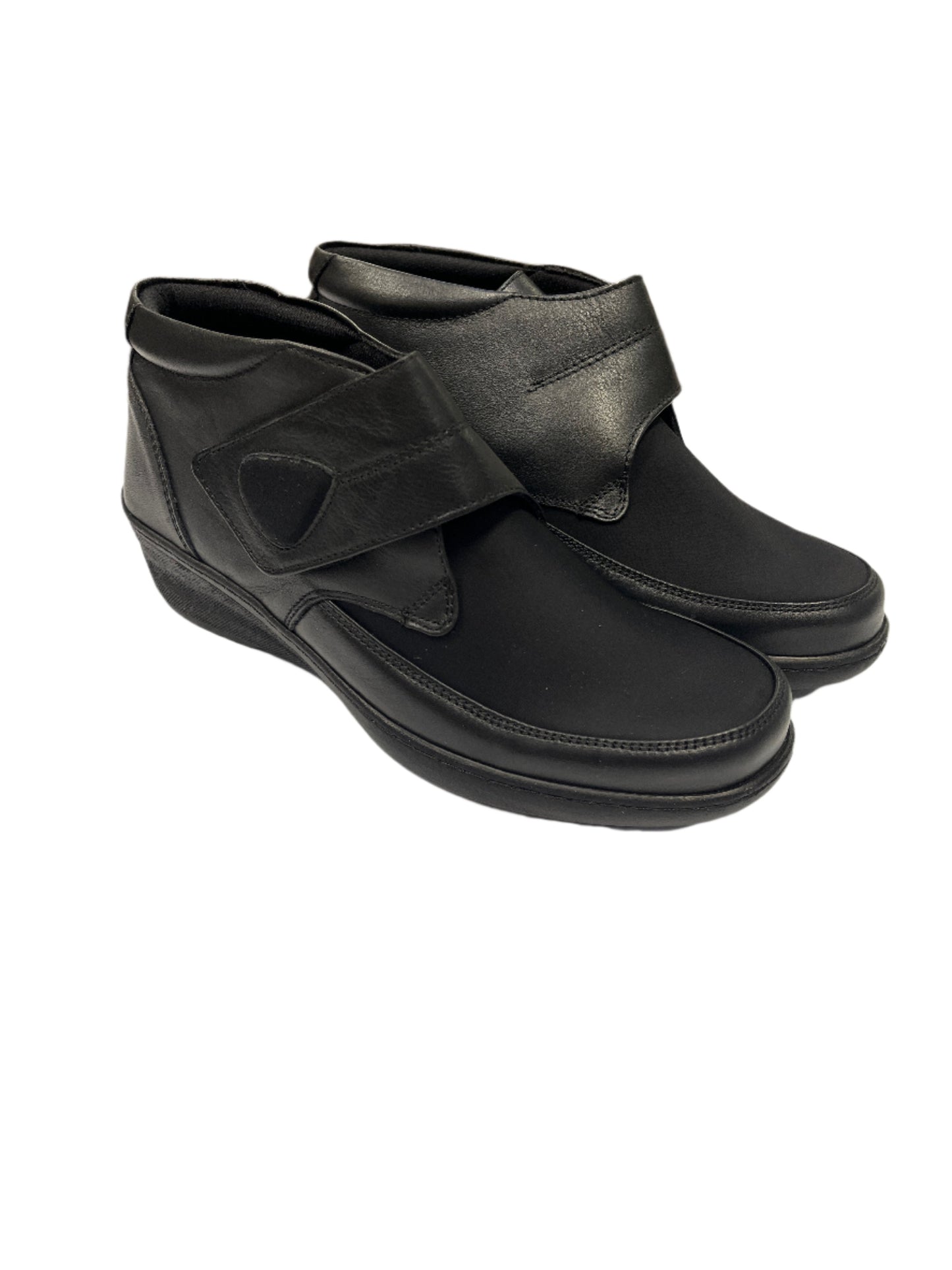 The Shoe Parlour by Phelan's Shoes 245-18 Black Soft Top Velcro Stretch Ankle Boots