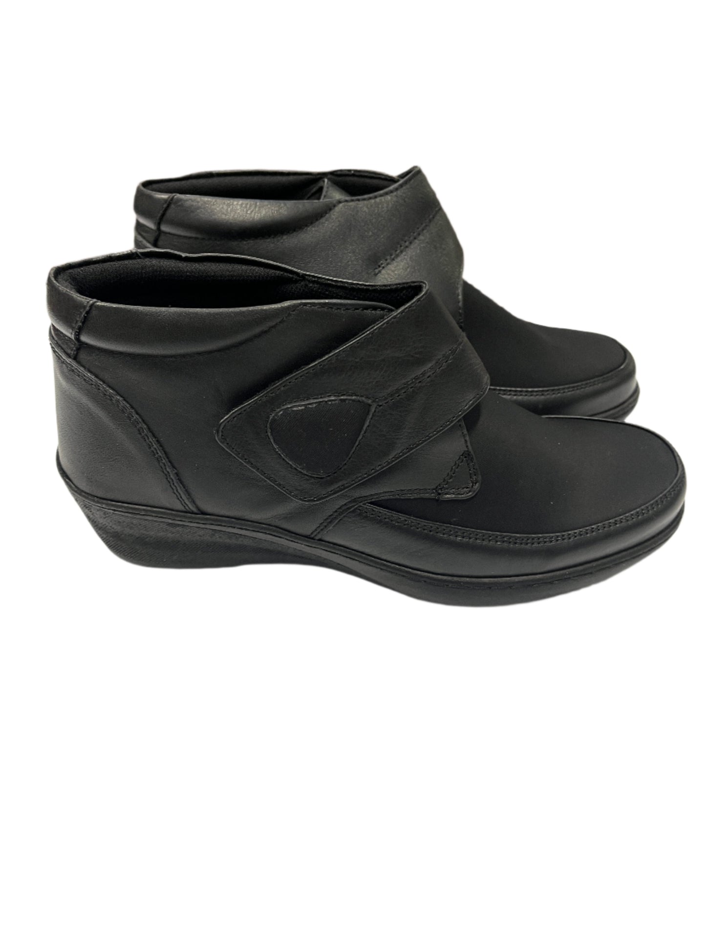 The Shoe Parlour by Phelan's Shoes 245-18 Black Soft Top Velcro Stretch Ankle Boots