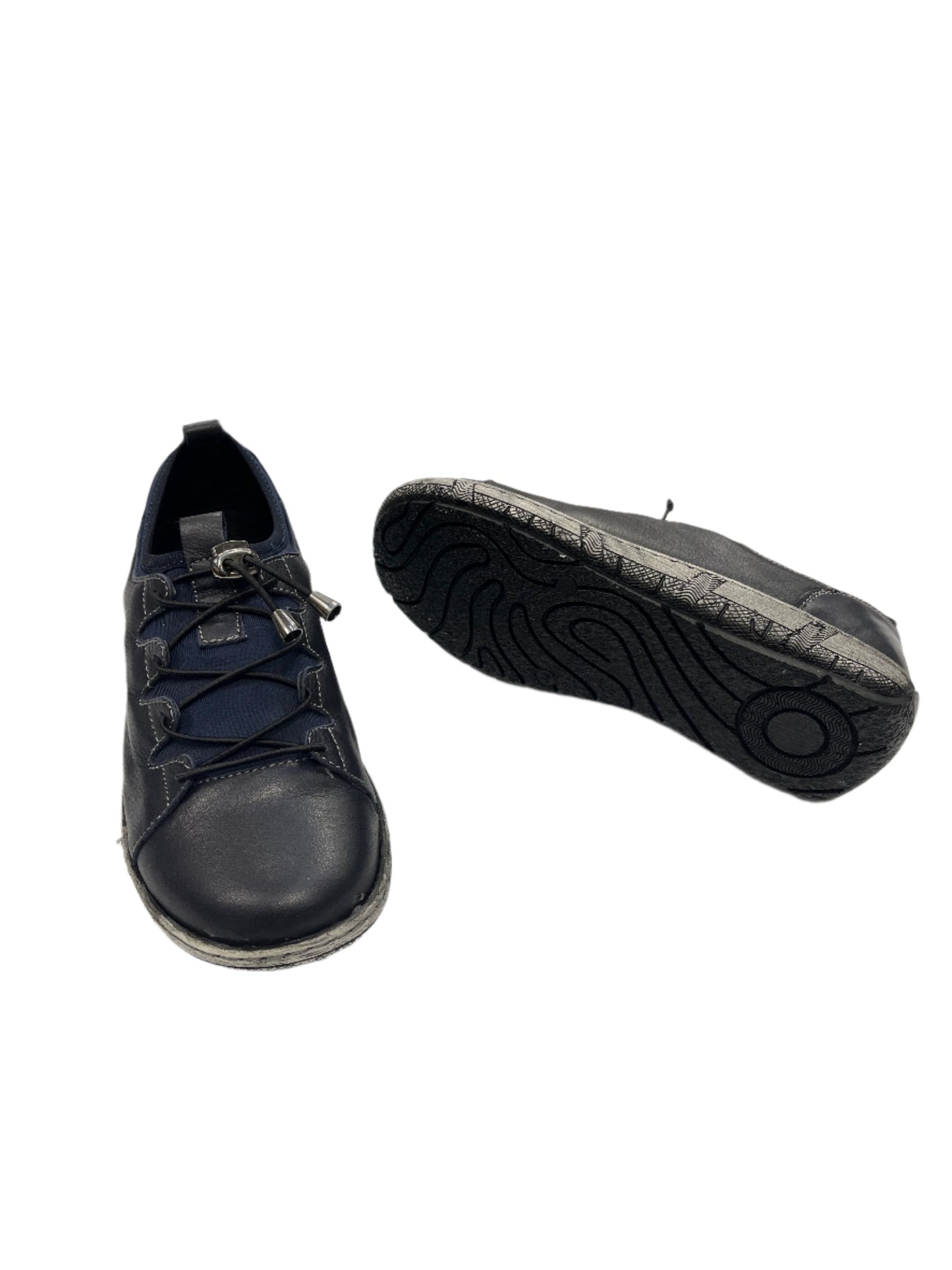 The Shoe Parlour by Phelan's Shoes 858-50 Navy Elastic Lace Slip On Shoes with Grey Sides