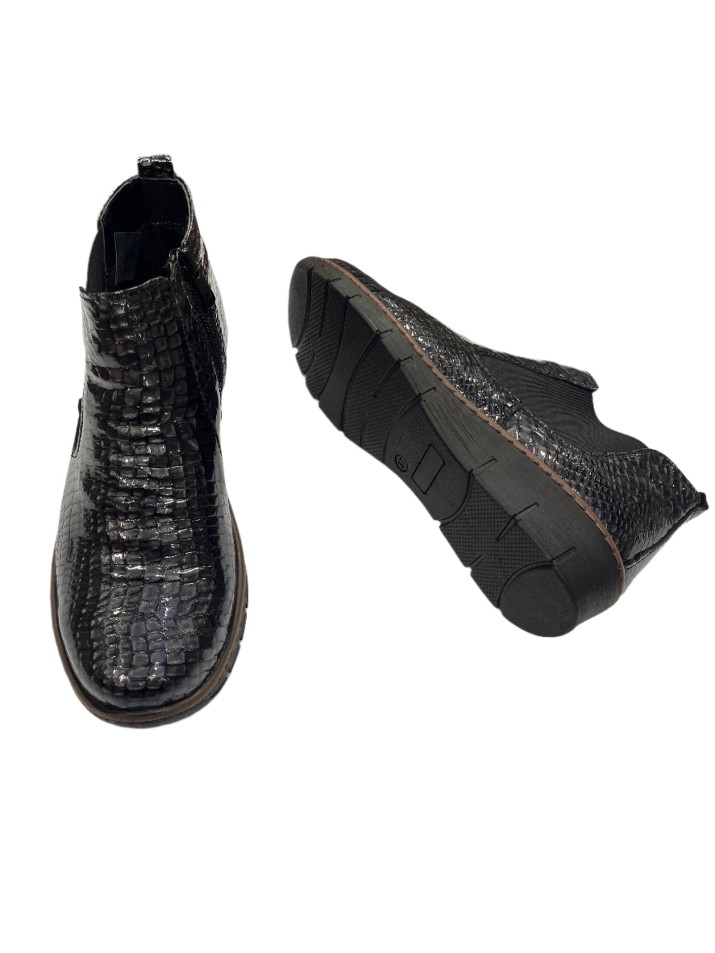 The Shoe Parlour by Phelan's Shoes 252-22 Grey Croc Patent Ankle Boots