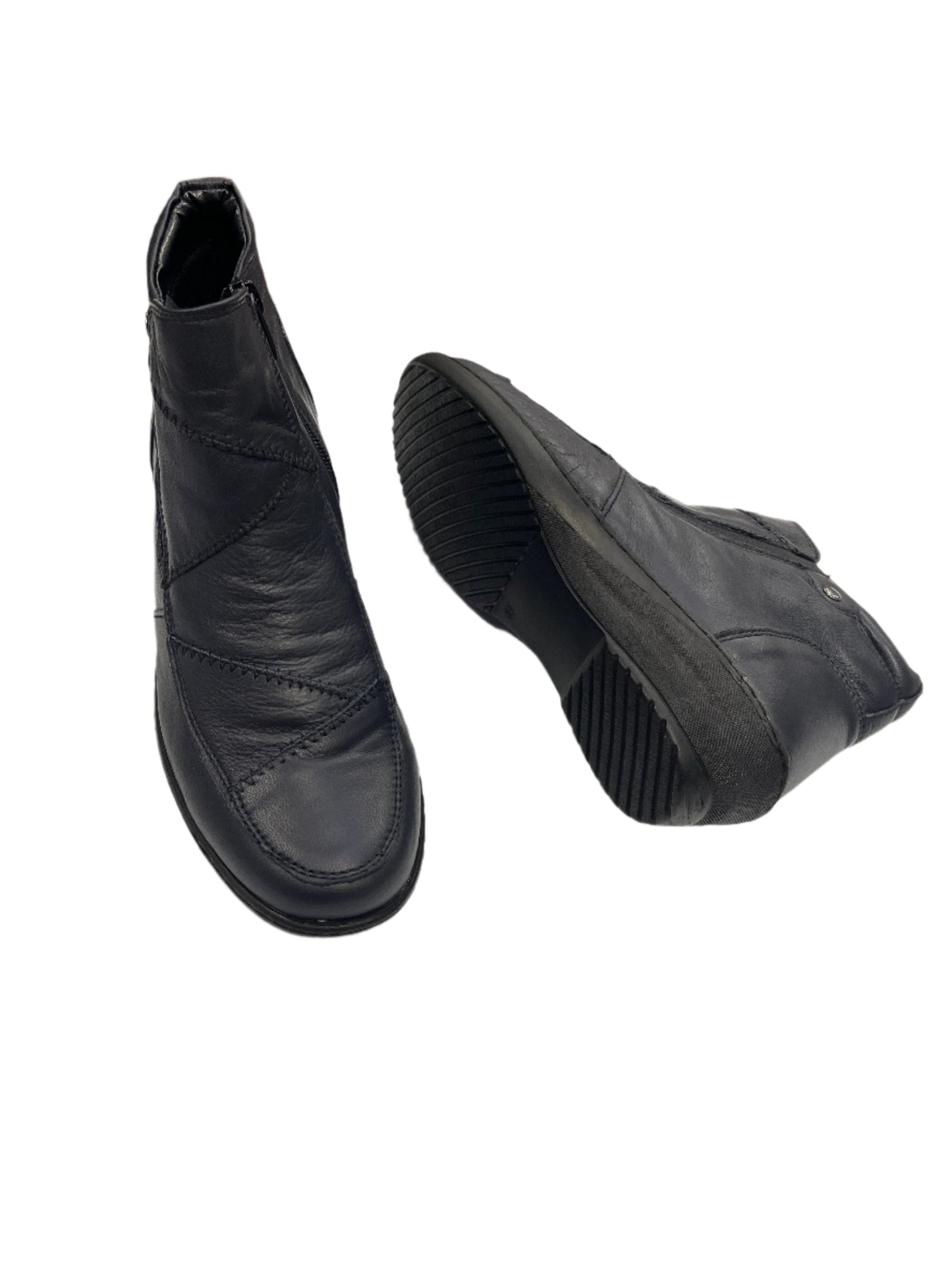 The Shoe Parlour by Phelan's Shoes 330-18 Navy Leather Elastic Side Ankle Boots