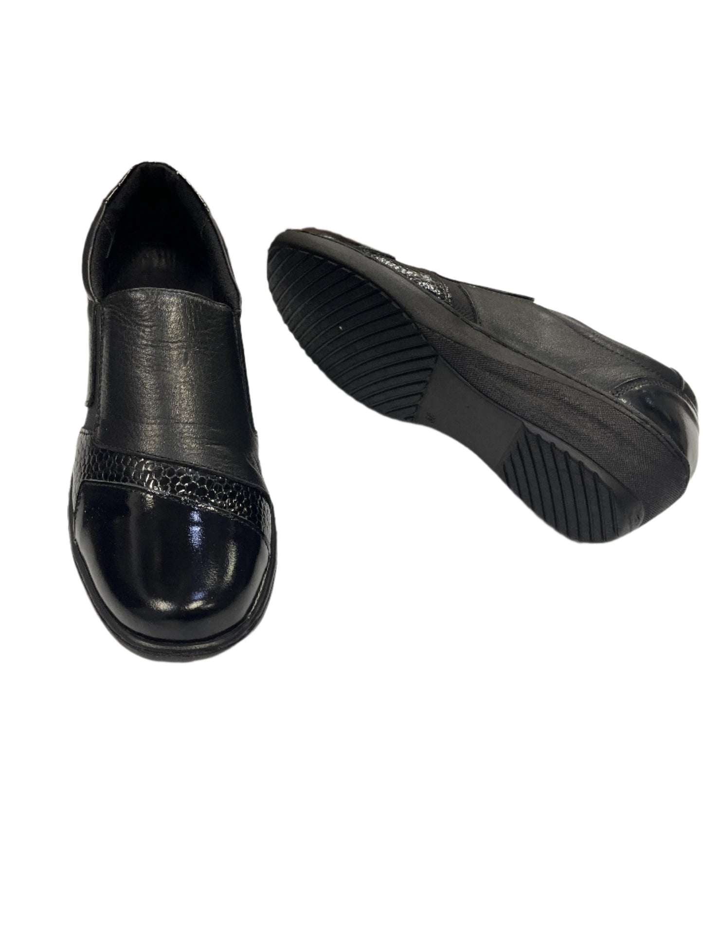 The Shoe Parlour by Phelan's Shoes 461-18 Black Leather & Patent Slip On Shoes