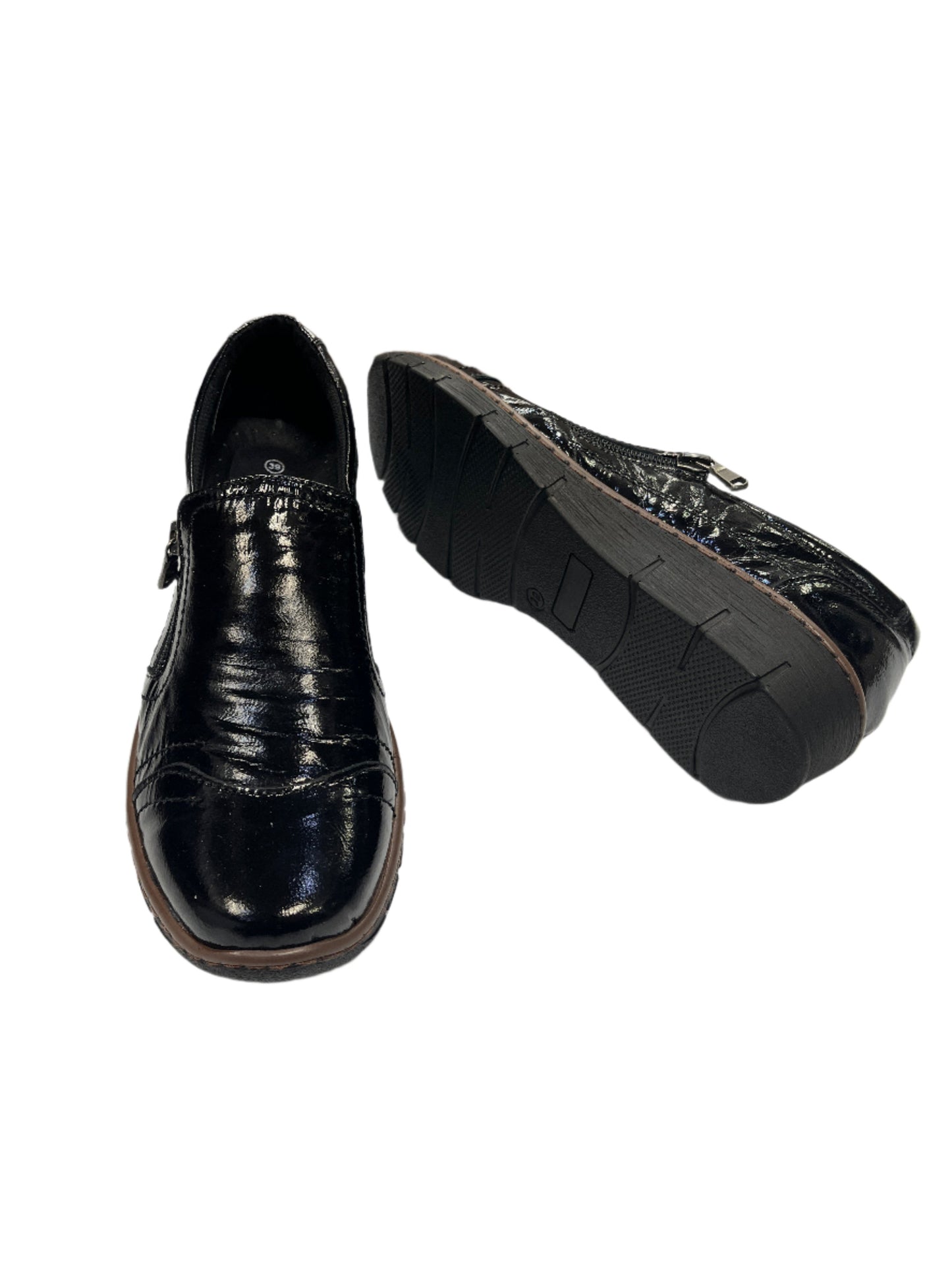 The Shoe Parlour by Phelan's Shoes 144-22 Black Patent Side Zip Shoes