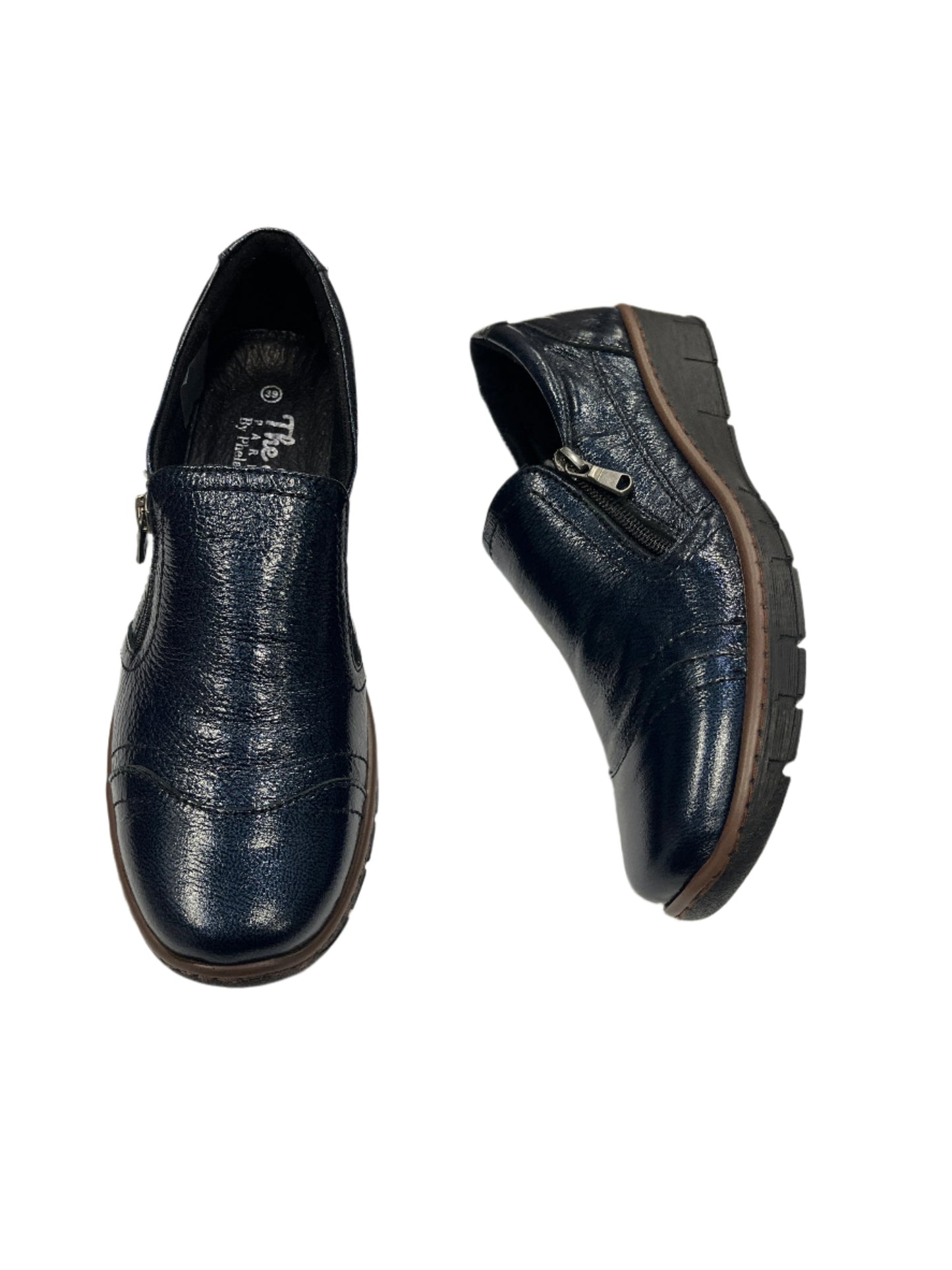 The Shoe Parlour by Phelan's Shoes 144-22 Blue/Navy Patent Side Zip Shoes