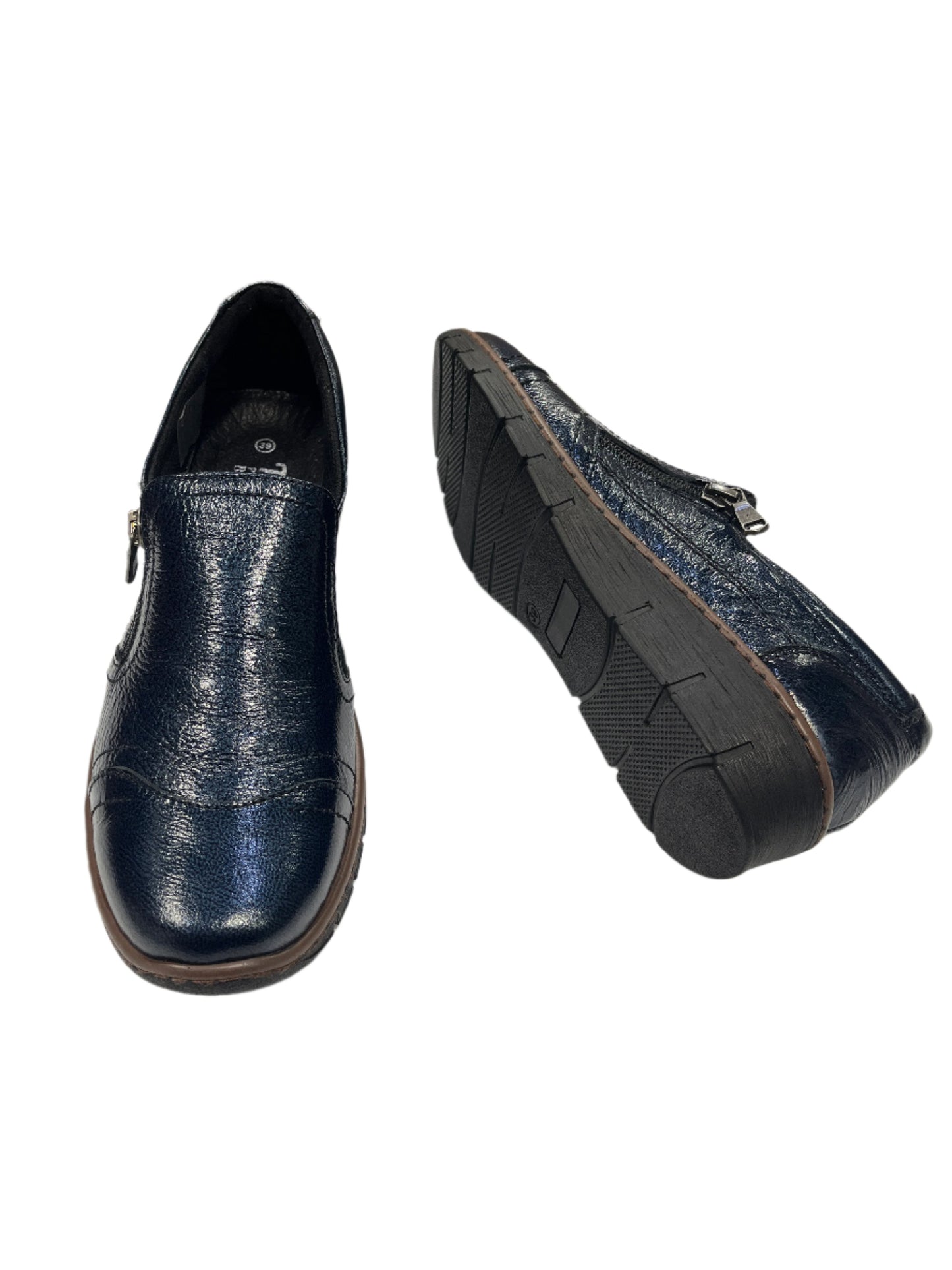 The Shoe Parlour by Phelan's Shoes 144-22 Blue/Navy Patent Side Zip Shoes