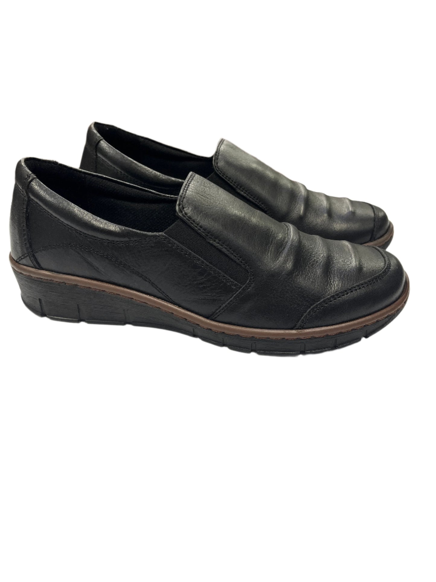 The Shoe Parlour by Phelan's Shoes 151-22 Black Leather Slip On Shoes with Brown Trim