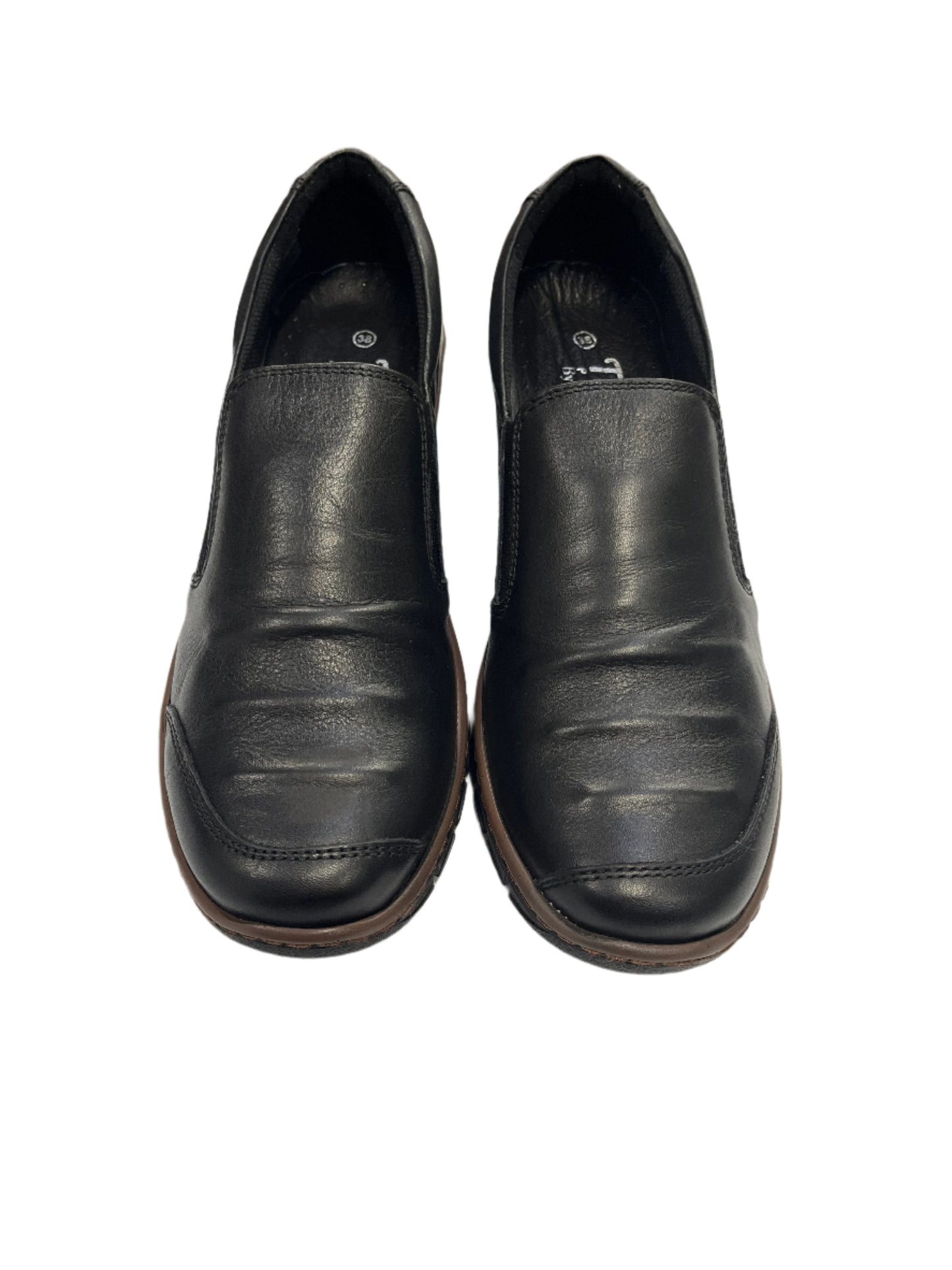 The Shoe Parlour by Phelan's Shoes 151-22 Black Leather Slip On Shoes with Brown Trim