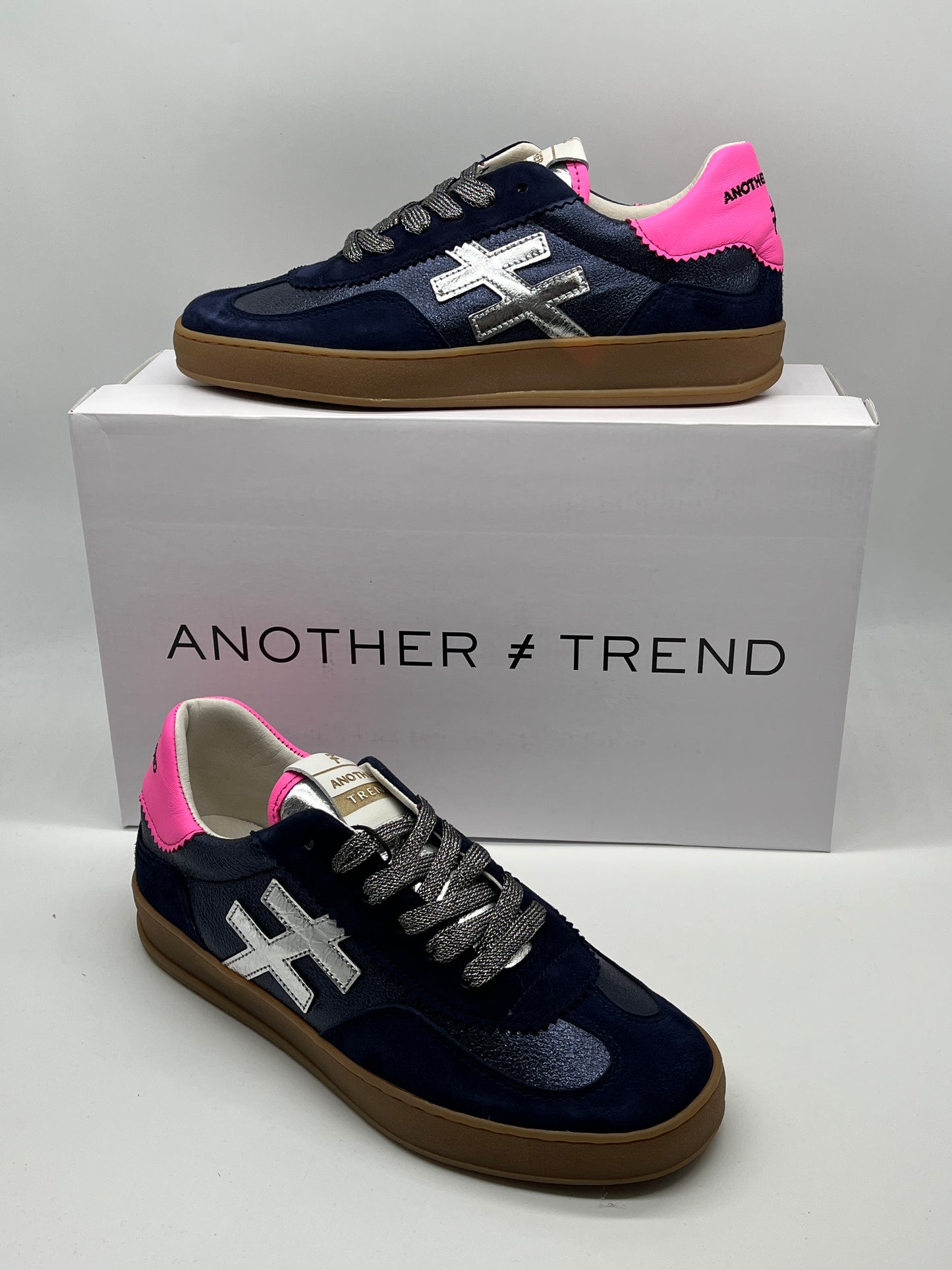 Another Trend A03280D2 Ante+Metal Ocean Navy Silver Pink Trainers