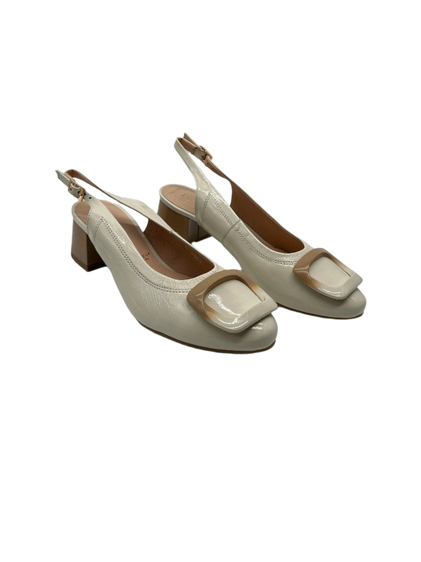 Bioeco by Arka 4153 2639+2776+1315 Beige Patent Block Heel