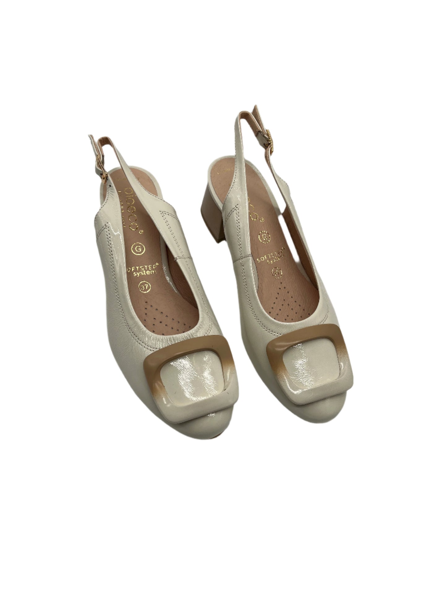 Bioeco by Arka 4153 2639+2776+1315 Beige Patent Block Heel