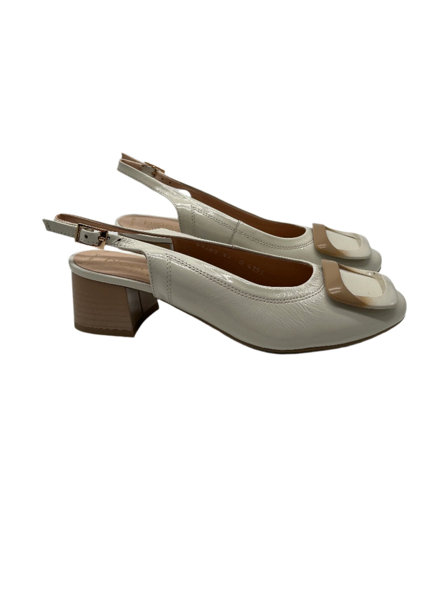 Bioeco by Arka 4153 2639+2776+1315 Beige Patent Block Heel