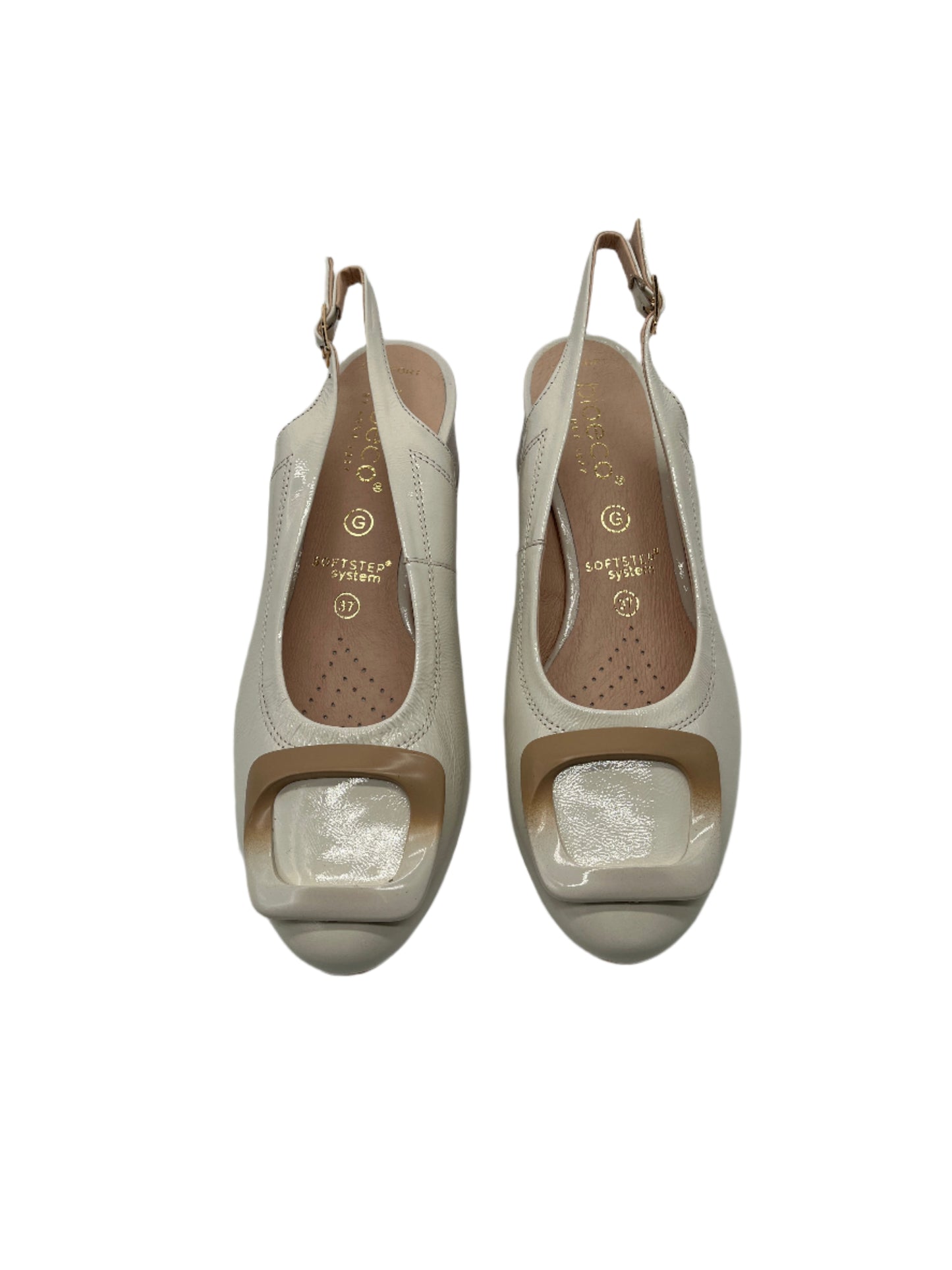 Bioeco by Arka 4153 2639+2776+1315 Beige Patent Block Heel