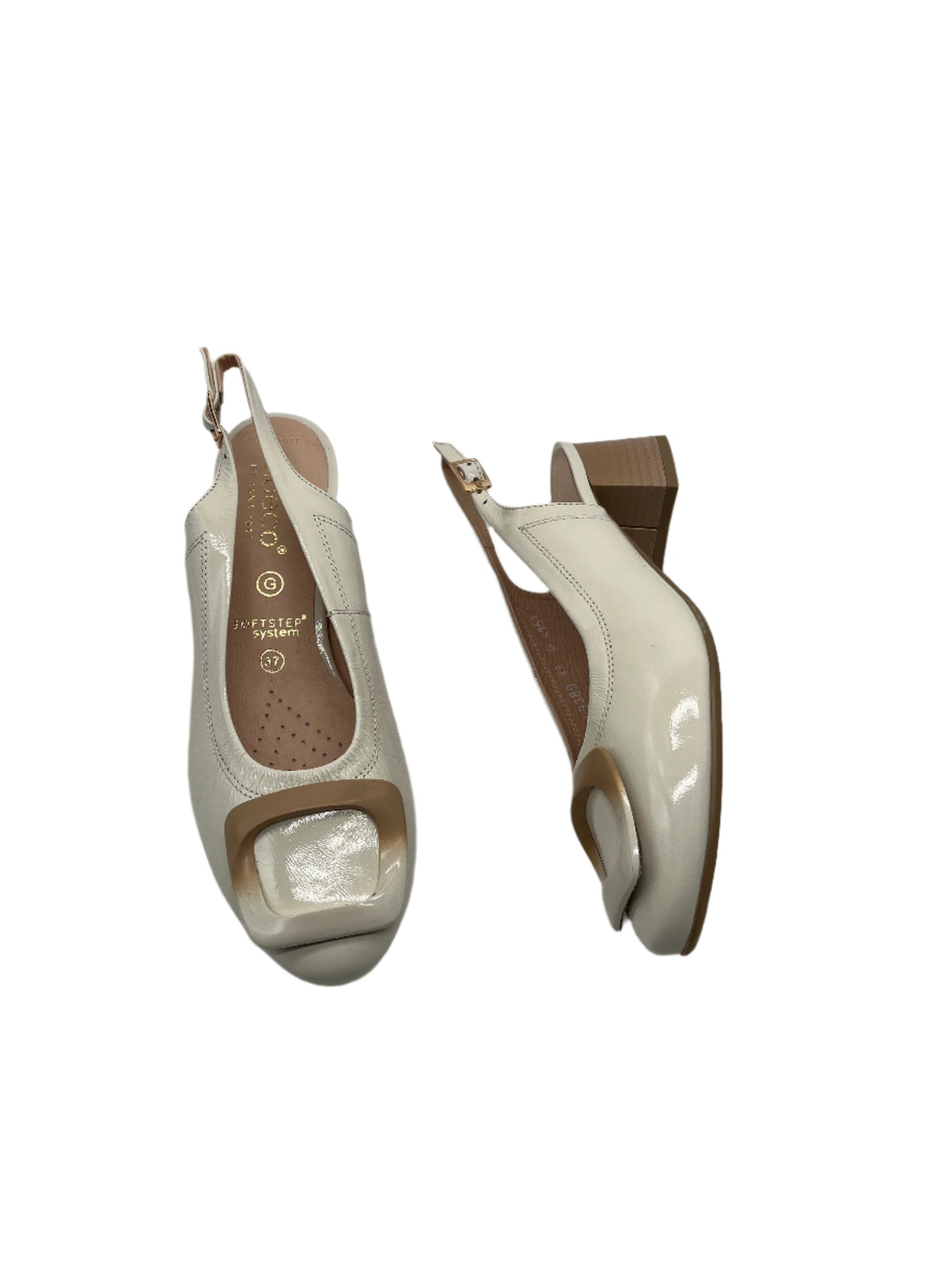 Bioeco by Arka 4153 2639+2776+1315 Beige Patent Block Heel