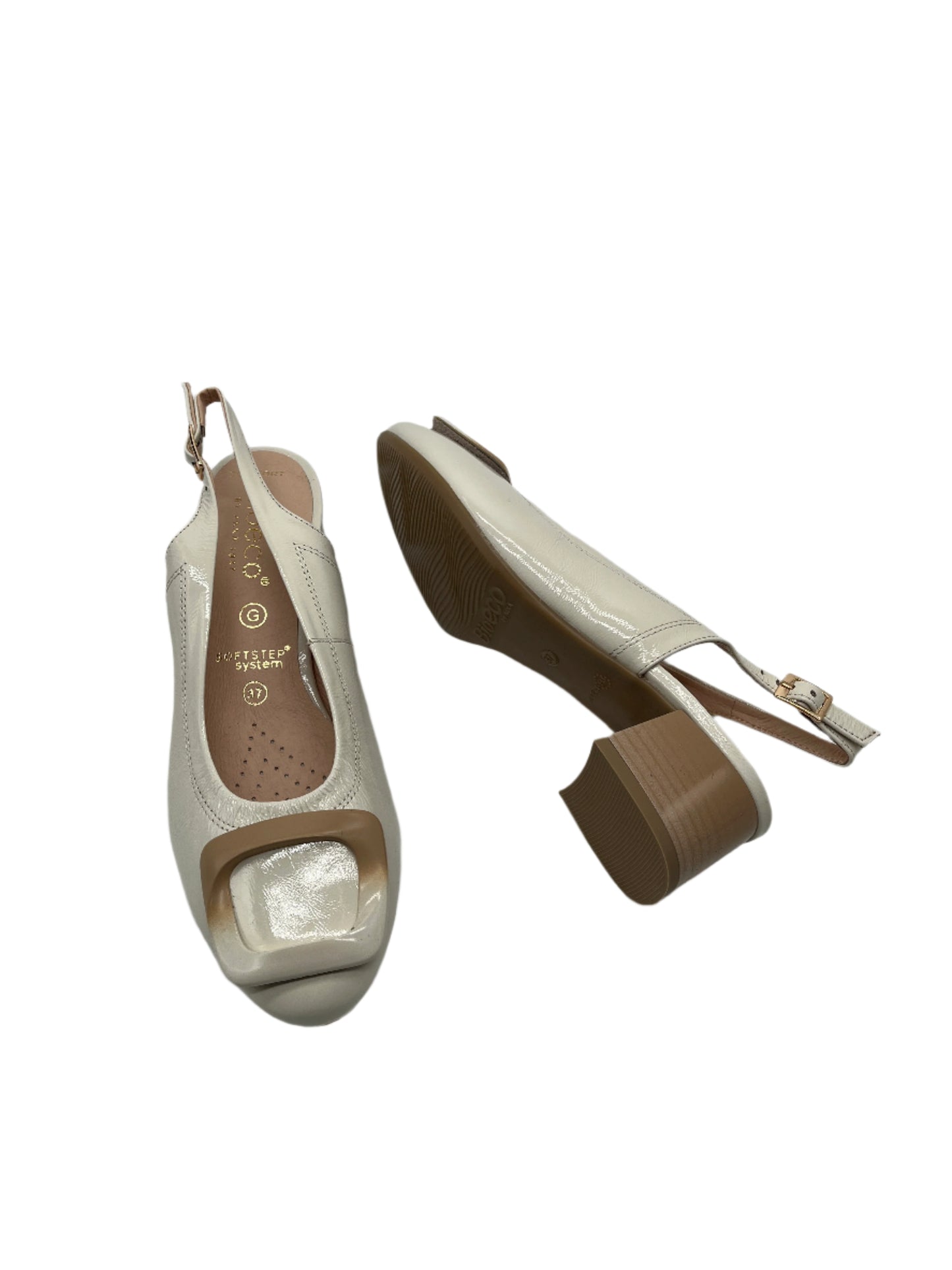 Bioeco by Arka 4153 2639+2776+1315 Beige Patent Block Heel