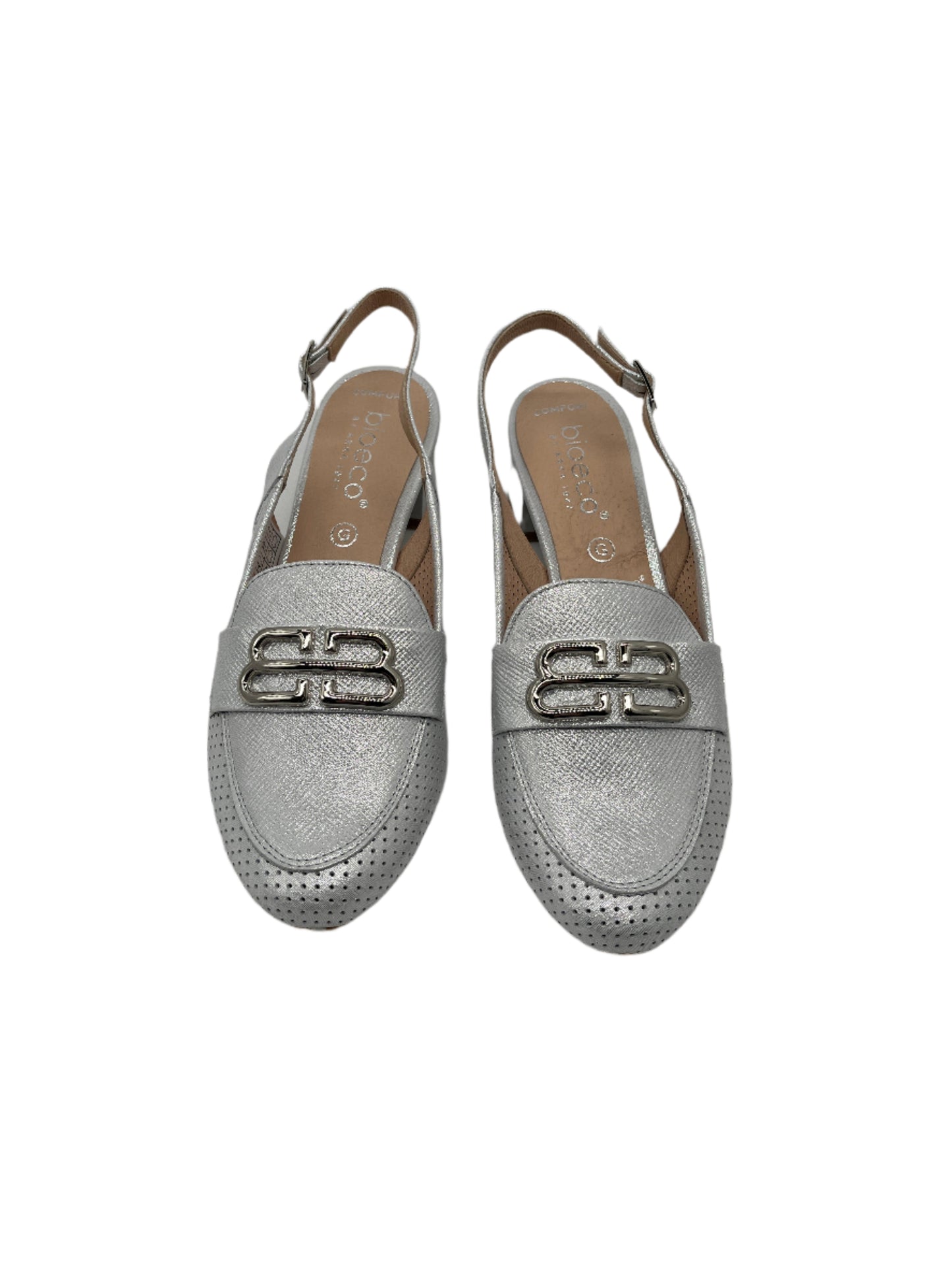 Bioeco by Arka 4172 2103+1661 Silver Shimmer Block Heel Slingback Shoes